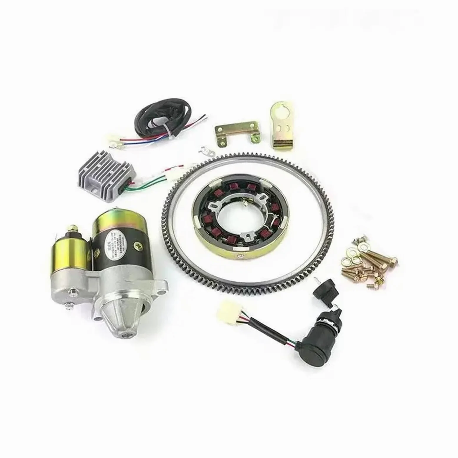 Arranque Motor para GENERADOR DIÉSEL 170F 173F 178F 186F 188F 192F 5KW Motor Arranque Volante Engranaje Corona Kit CONVERSIÓN Arranque ELÉCTRICO Starter Motor(178F CW)