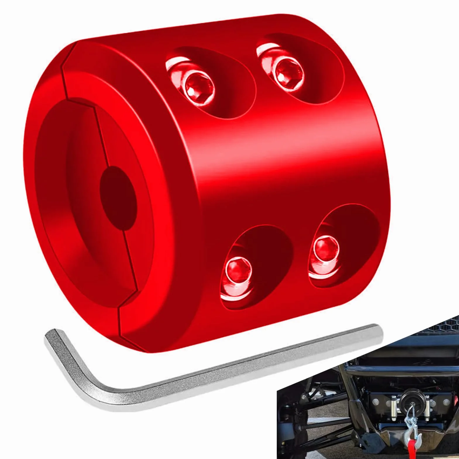Tope de goma Winch Hook: tapón de cuerda de servicio pesado, protector de caucho duradero para cable sintético | Accesorio de modificación del automóvil para gancho de remolque todoterreno, seguri