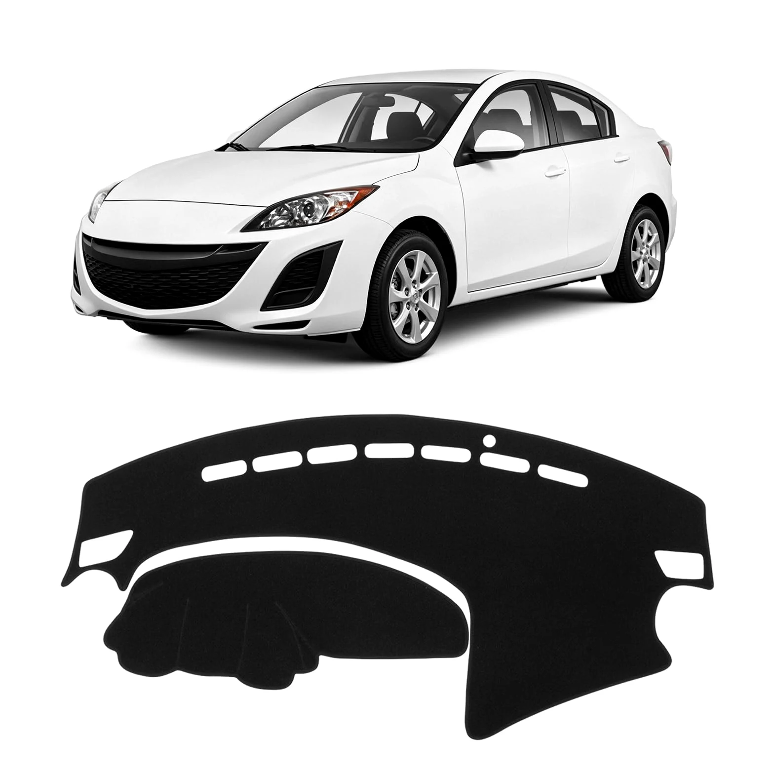 FIILINES Cubierta de tablero para Mazda 3 Sedán, Hatchback y MazdaSpeed3 2010-2013, alfombrilla de salpicadero para Mazda 3, accesorios, tapete para salpicadero, tapete para salpicadero, protector de