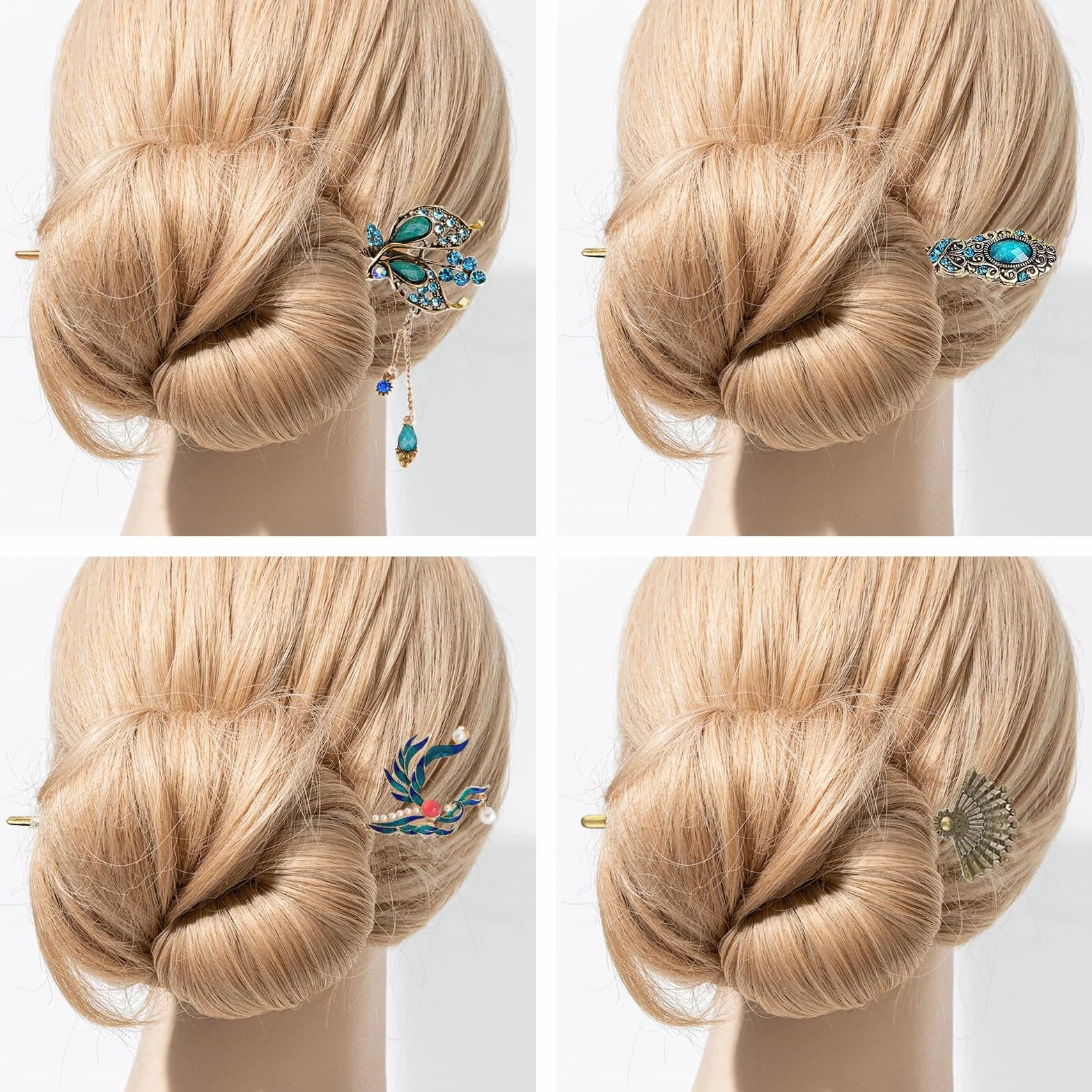 Palillos de Metal para el Pelo Elegante Vintage, Horquillas Chino Retro para Mujeres Niñas
