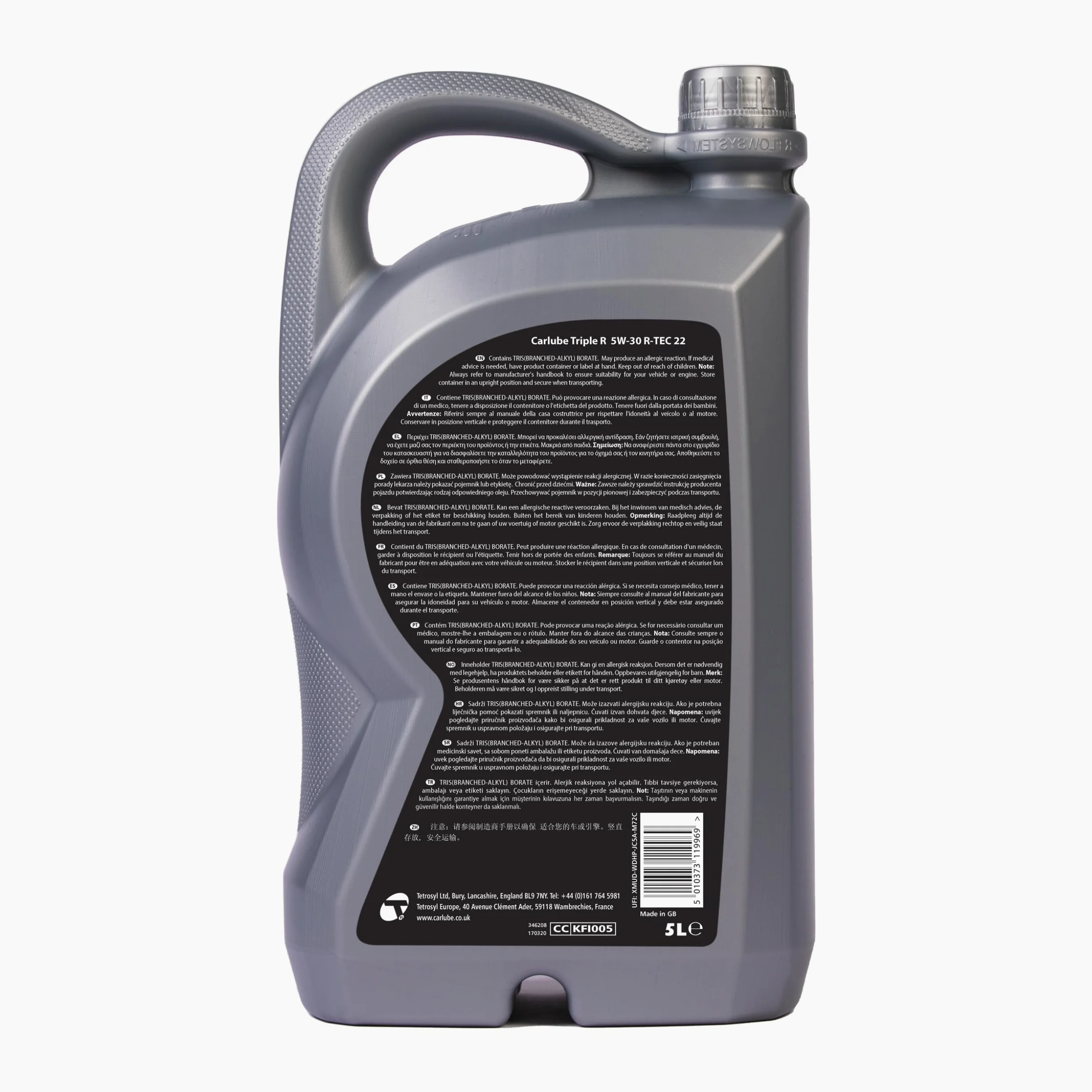 Carlube Triple R 5W-30 VW Aceite Totalmente Sintético R-TEC 22 para Porsche, Volkswagen y BMW, ACEA C3, API SP