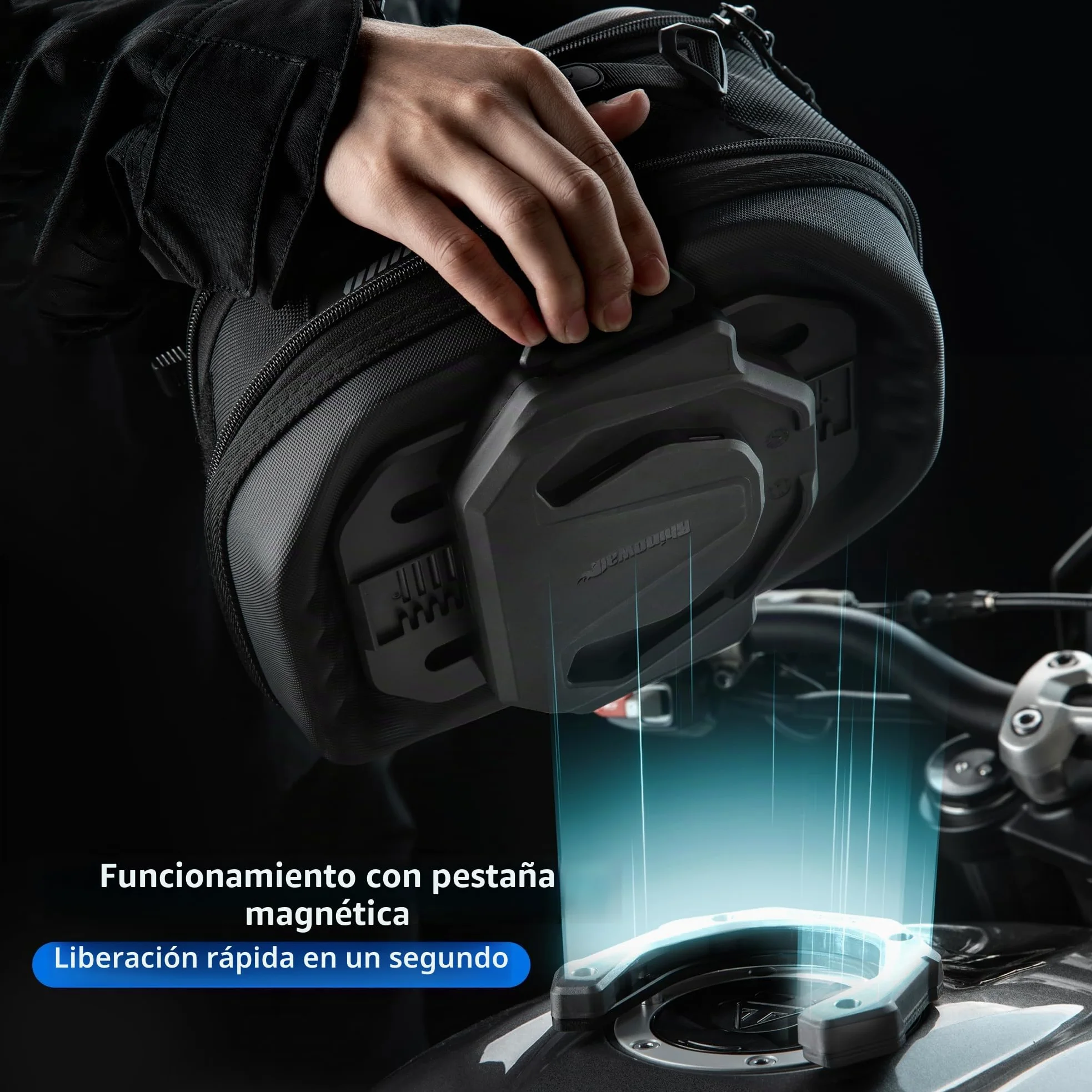 Rhinowalk Bolsa de depósito para moto 5 L-6,5 L con fuerte liberación rápida magnética, bolsa de depósito magnética con cubierta impermeable, apta para Harley Davidson, Indian, Honda, Yamaha, Suzuki y