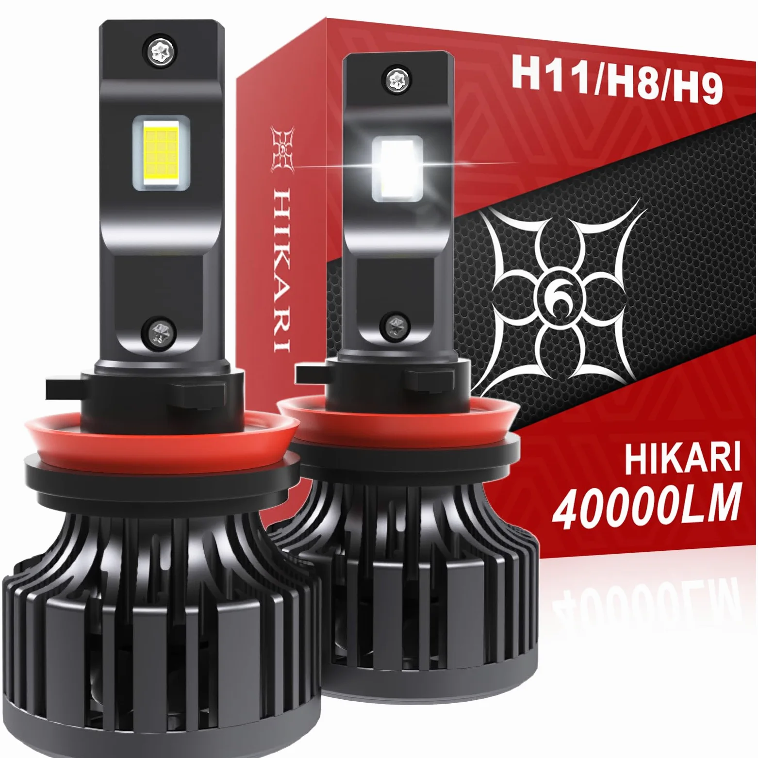 Hikari 2025 25000LM H11/H8/H9 Bombillas LED, Chips de núcleo mejorados de 45 W, Kit de lúmenes Altos, 6000 K Blanco frío, IP68 Impermeable, luz antiniebla H16