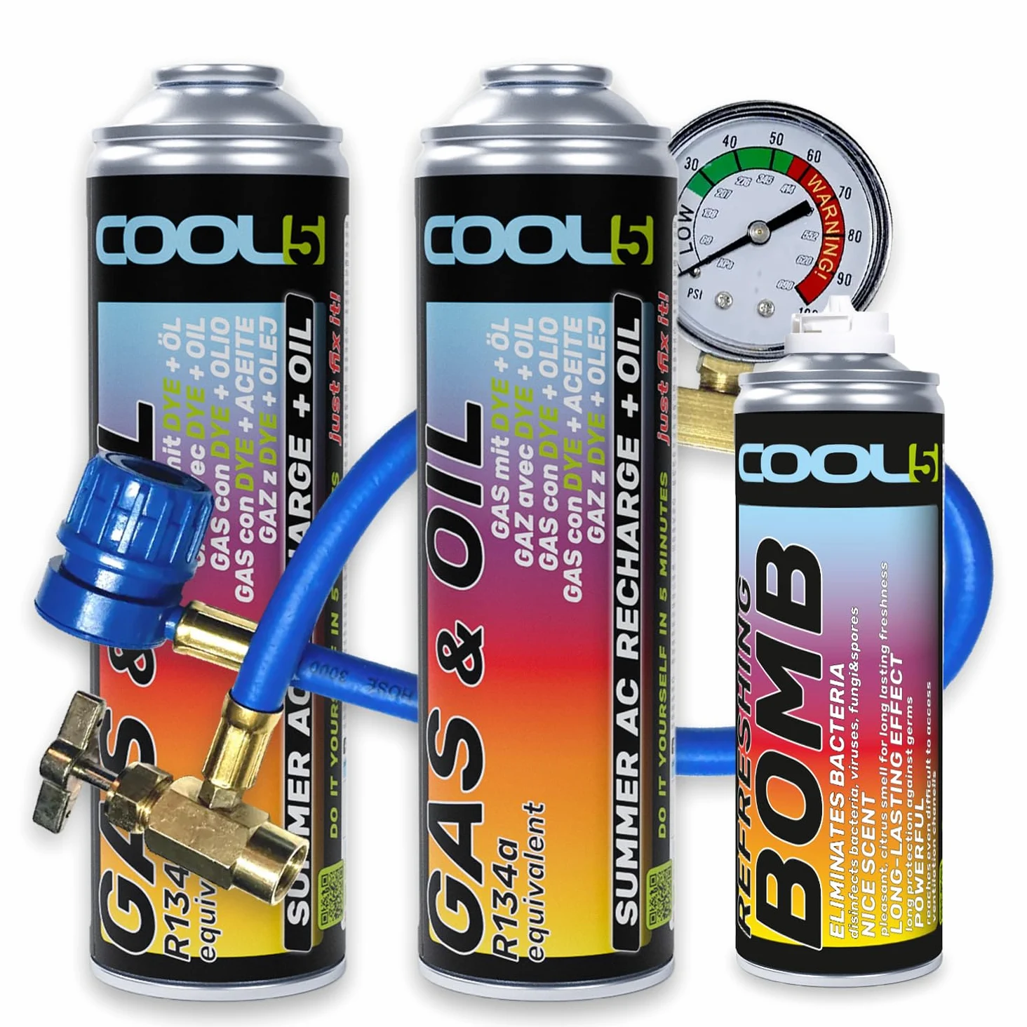 sustituto r134a, Sellador, refrigerante para Aire Acondicionado de automóviles, Equivalente a 760 g, 2 latas, 2 en 1, 290g,