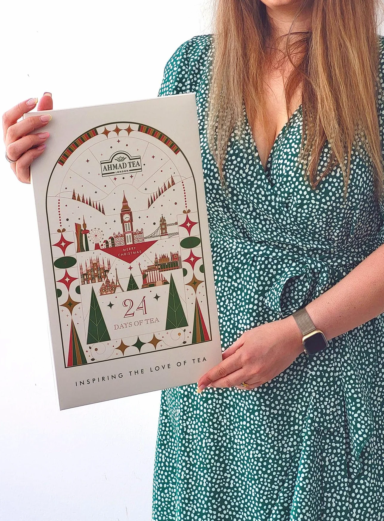 Ahmad Tea Té Calendario de Adviento 2025 - Calendario de Escritorio Plegable - 24 Bolsitas de Té Diferentes - 46,8g