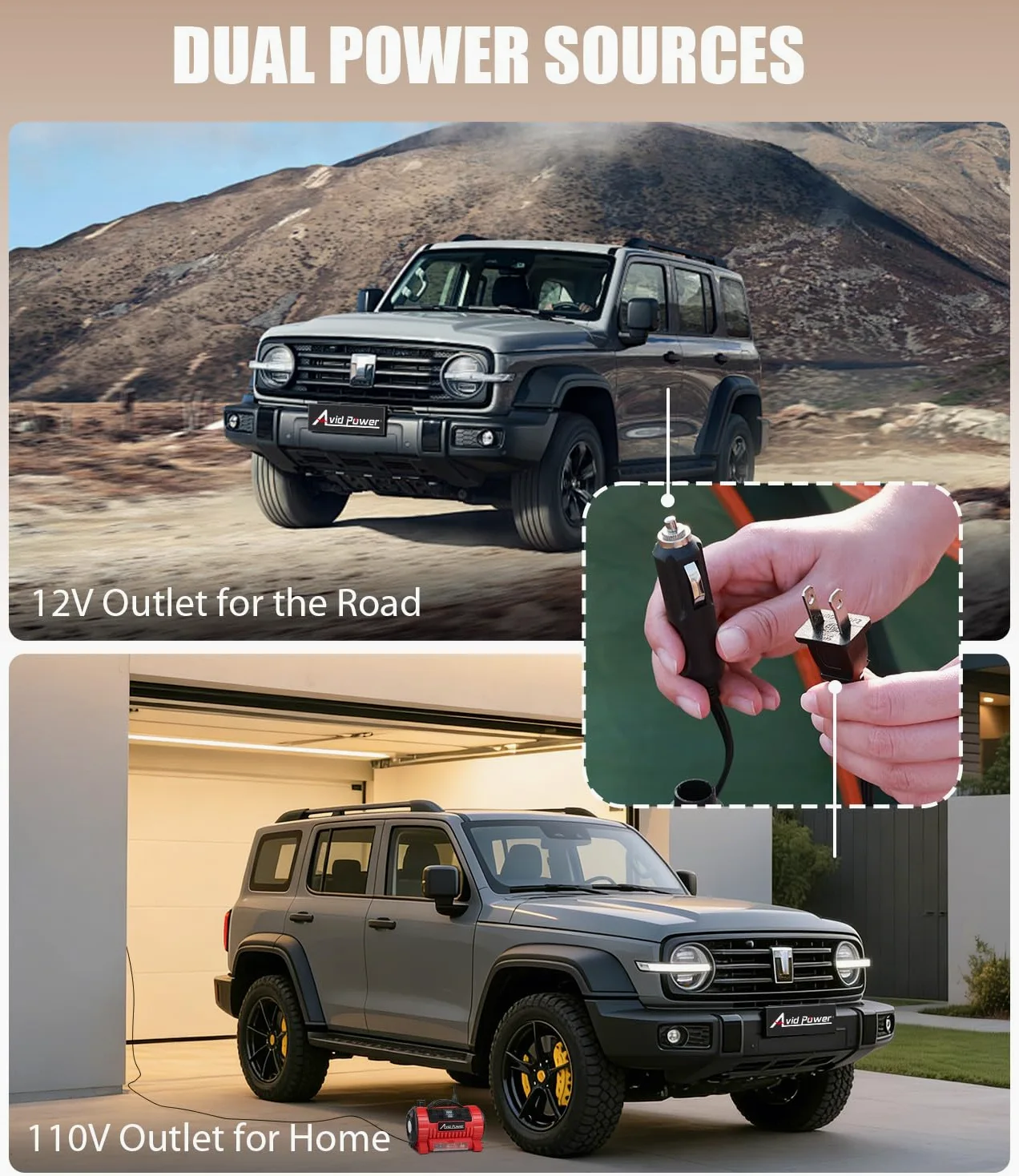 AVID POWER - Compresor de aire portátil, 12 V CC, 110 V CA, bomba de neumático de coche