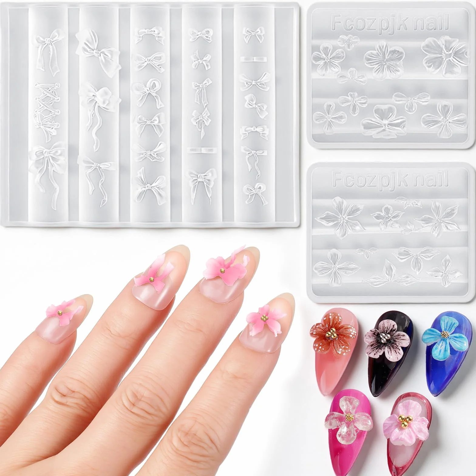 Moldes de silicona 3D flores Nail Art herramientas decoración uñas resina