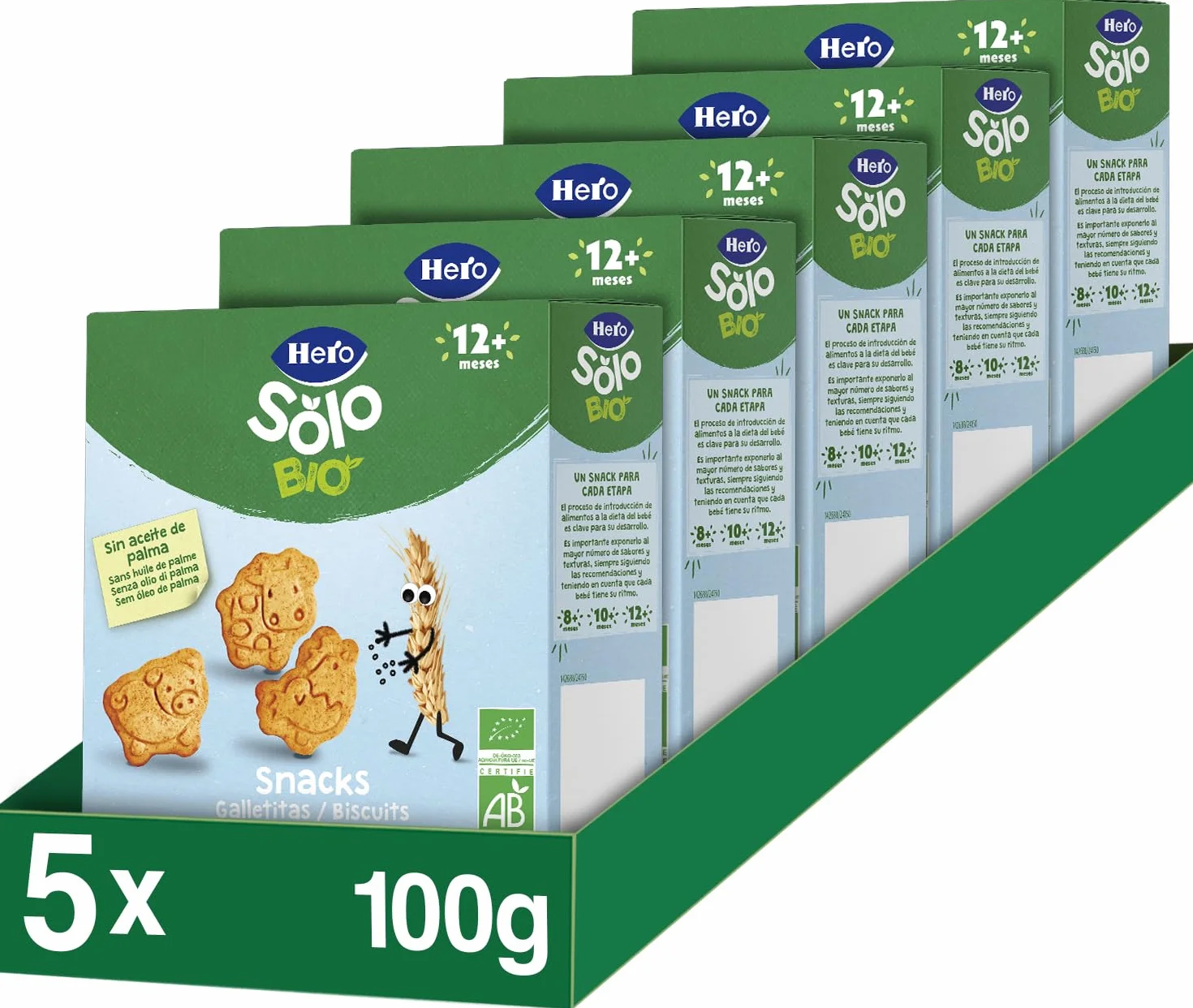 Hero Solo Galletas de Animales Infantiles Ecológicas Pack 5x100 g