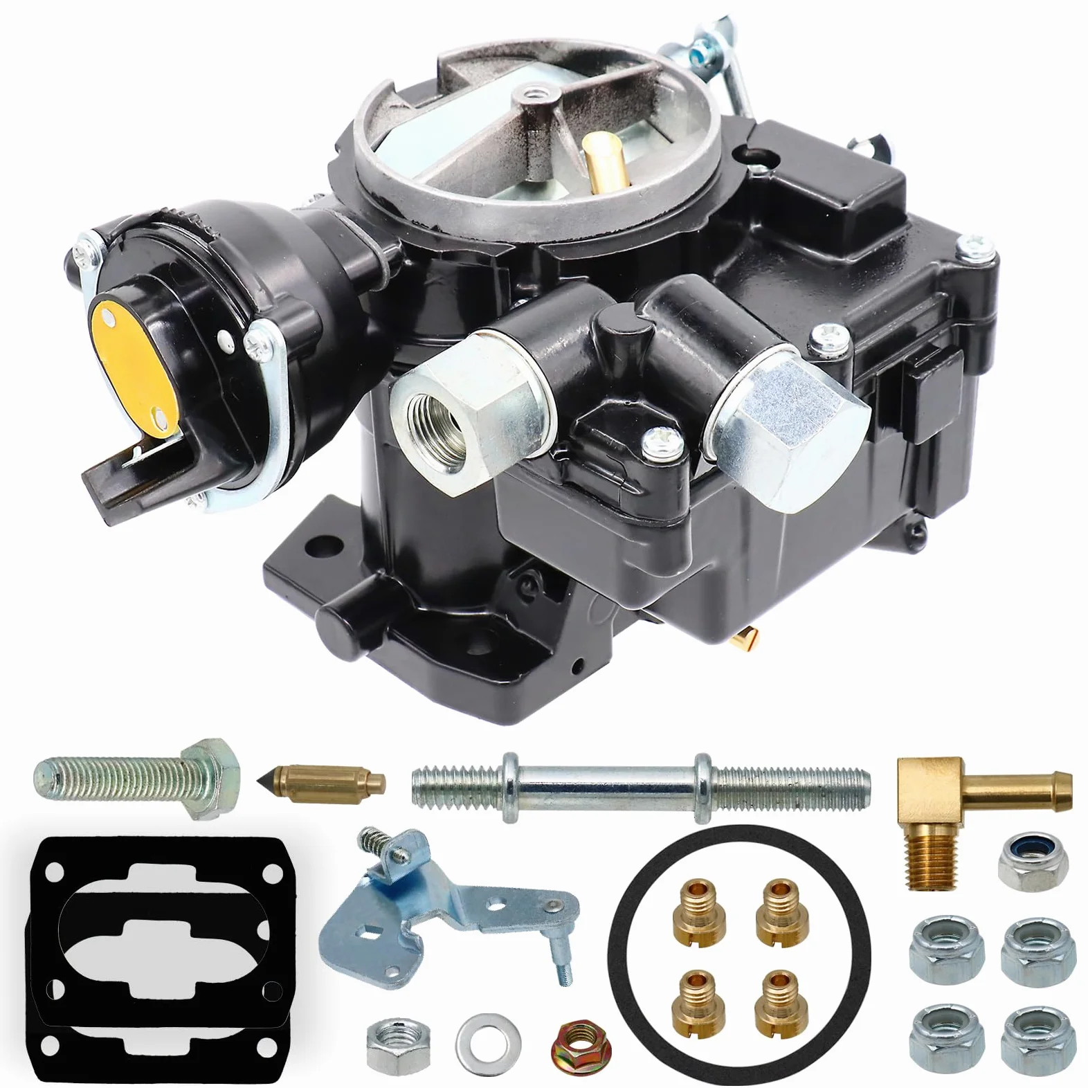 Nuevo carburador marino para Mercruiser 3.0 Carburador de 2 barriles para Mercury Mercarb 3.0L 2.5L motor de 4 cilindros con chorros y junta con estrangulador eléctrico de enlace largo