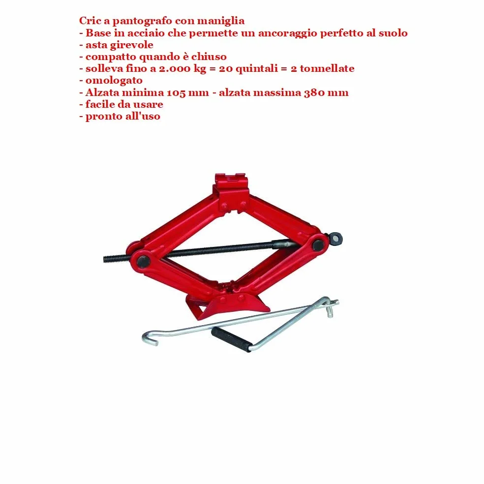 Compatible con Nissan E-NV200 EVALIA Kit Emergencia Coche Gato DE PANTÓGRAFO con Base DE Acero Y Llave GIRATORIA+Llave EN Cruz para Tornillos+TRIÁNGULO DE Emergencia Fluo
