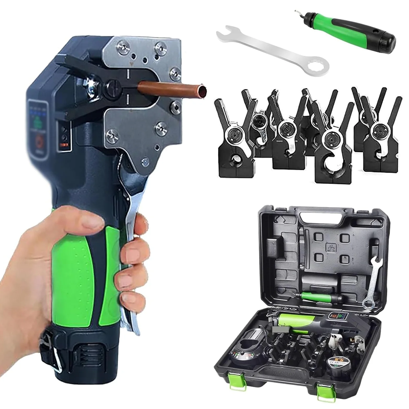 Kit Profesional de abocardador eléctrico, Herramienta eléctrica para expandir Tubos, Ideal para instalaciones de Aire Acondicionado y Mantenimiento de refrigeración.