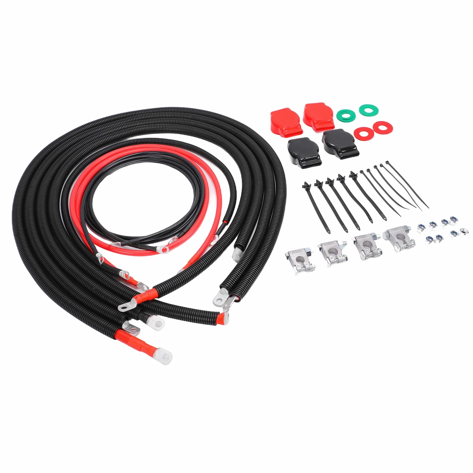 Cocoarm Kit de Cables de Batería Juego de 8 Piezas de Reemplazo de Cable de Arranque de Batería de PVC de Cobre para 7.3L 1999 2003 Excursion 2 0 Arrancador 90 Grados Lug Positivo Negativo