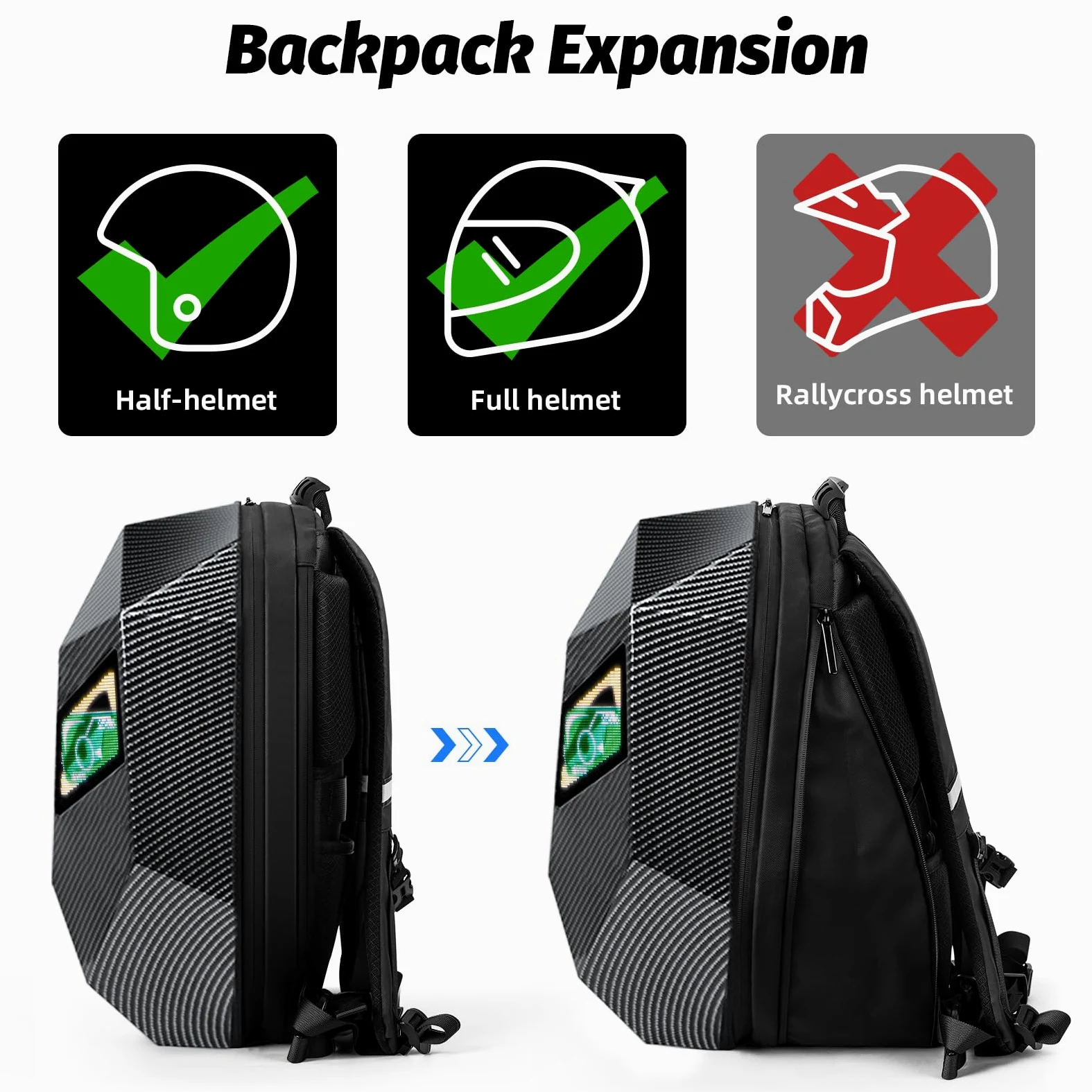 Mochila LED Knight de 19 pulgadas para Motocicleta para Hombres, Mochila de Conducción de Carcasa Rígida, Bolsa para Portátil de Motocicleta Impermeable, Pantalla Programable DIY a Todo Color y