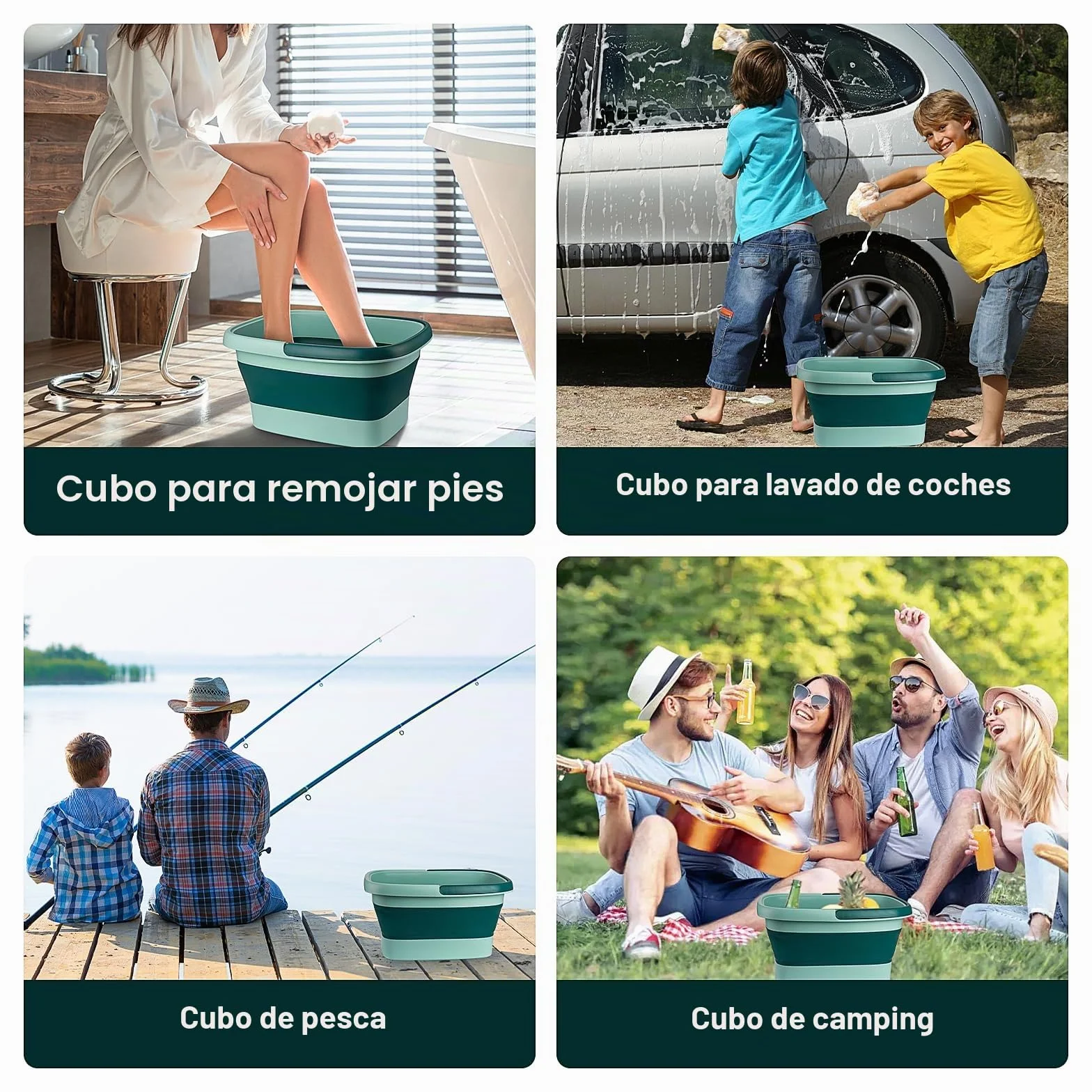 Hidromasaje Para Pies Plegable, Baño Portátil con Asa y Masaje