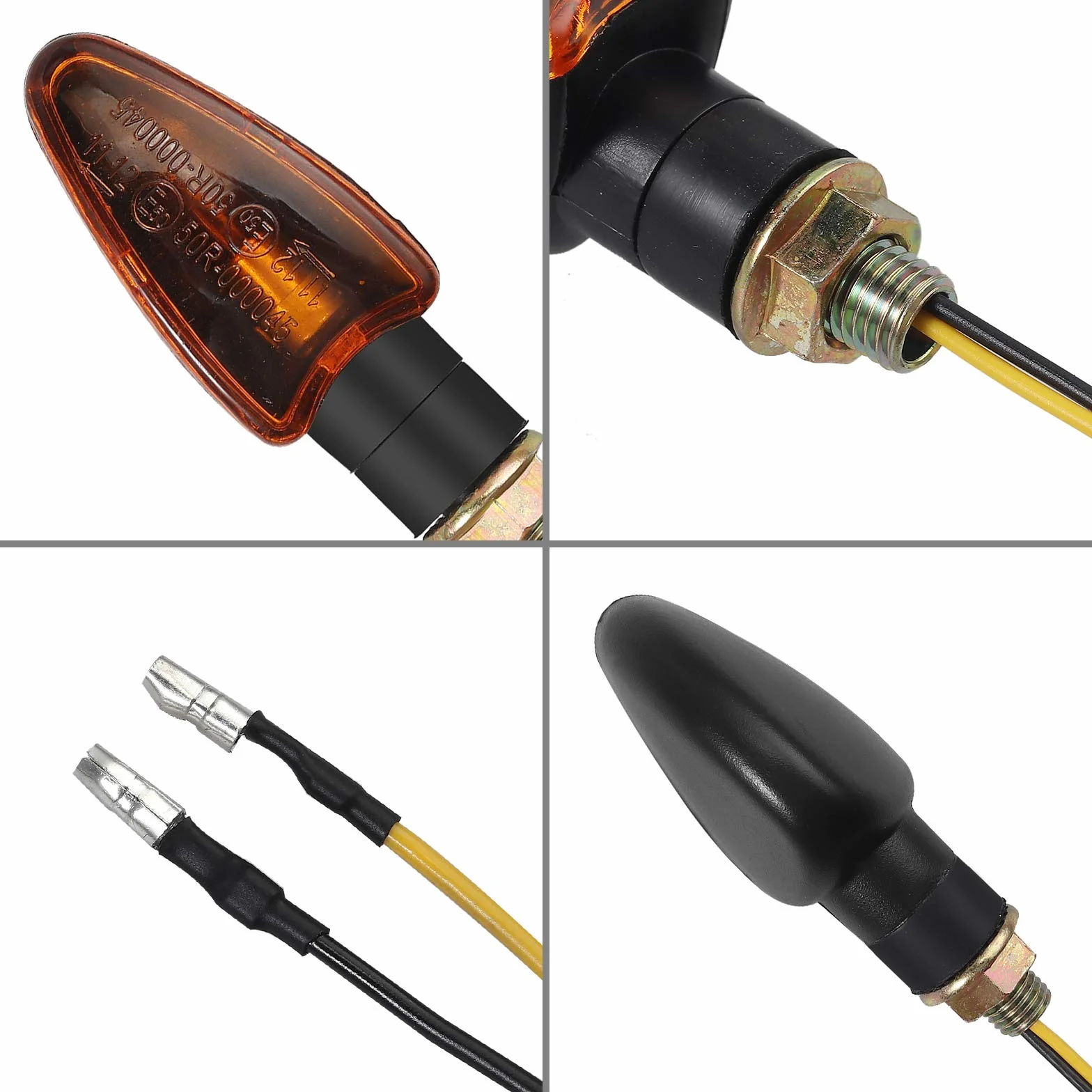 Justech 4PCs 10W Intermitentes para Moto Homologados de E-Marked E50 12V Luces de Señal de Giro Impermeable IP65 de 2 Cortos y 2 Largos Ámbar Bombillas de Indicador para M10 Motocicleta Scooter