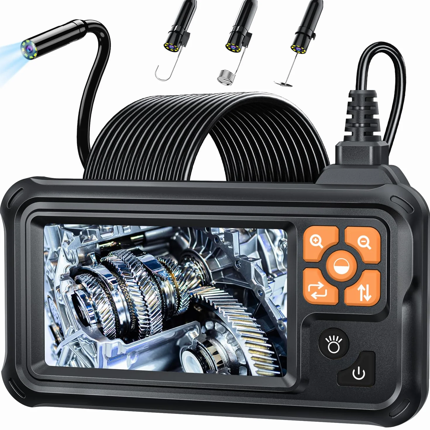 SKYBASIC Endoscopio Cámara de Inspección, 4.3" IPS 1080P HD Cámara de Inspección Boroscopio con 8 LED, Camara Inspeccion Tuberias Impermeable IP67, para Automóviles, Paredes y Desagües（20M）