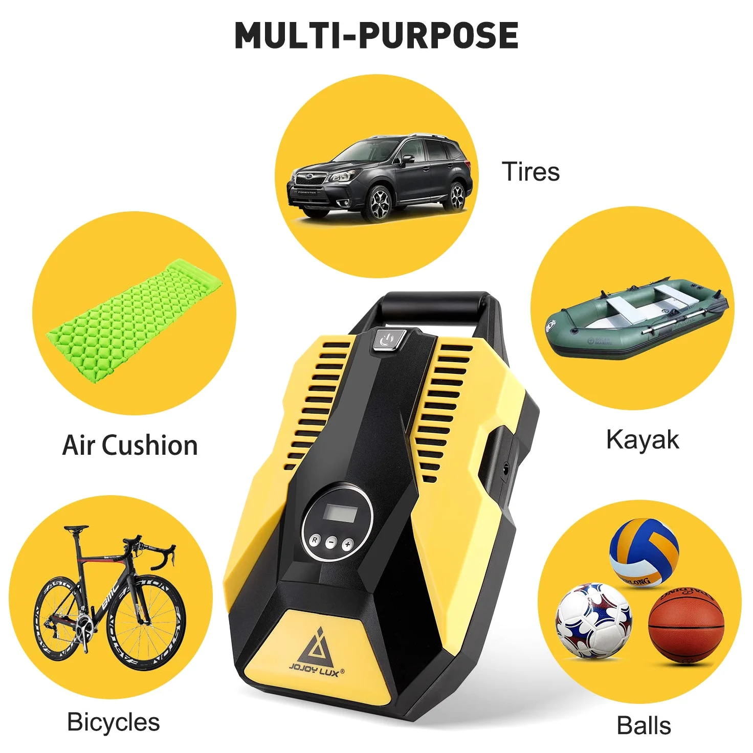 WERPOWER Digital Tire Inflator, 12V DC Portable Air Compressor Pump for Car Tires, 150 PSI Auto Shut Off with Emergency LED Flasher.