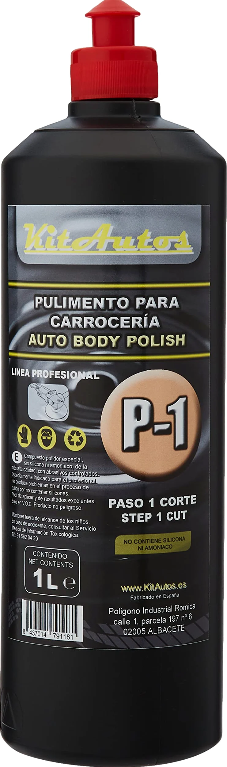 KITAUTOS Pulimento para carrocerias 1kg de Corte + un kg de Brillo + esponjas de pulir 150mm.