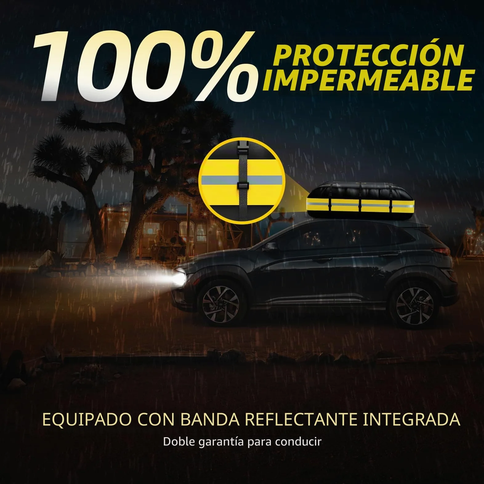 Cofre de Techo 21cubos/595L,Resistente al Agua,Cofre de Techo para Coche 1000D Oxford,pto para Coches con/sin Portaequipajes,Cierre de Equipaje, 6 Ganchos para Puertas,Bolsa de Almacenamiento