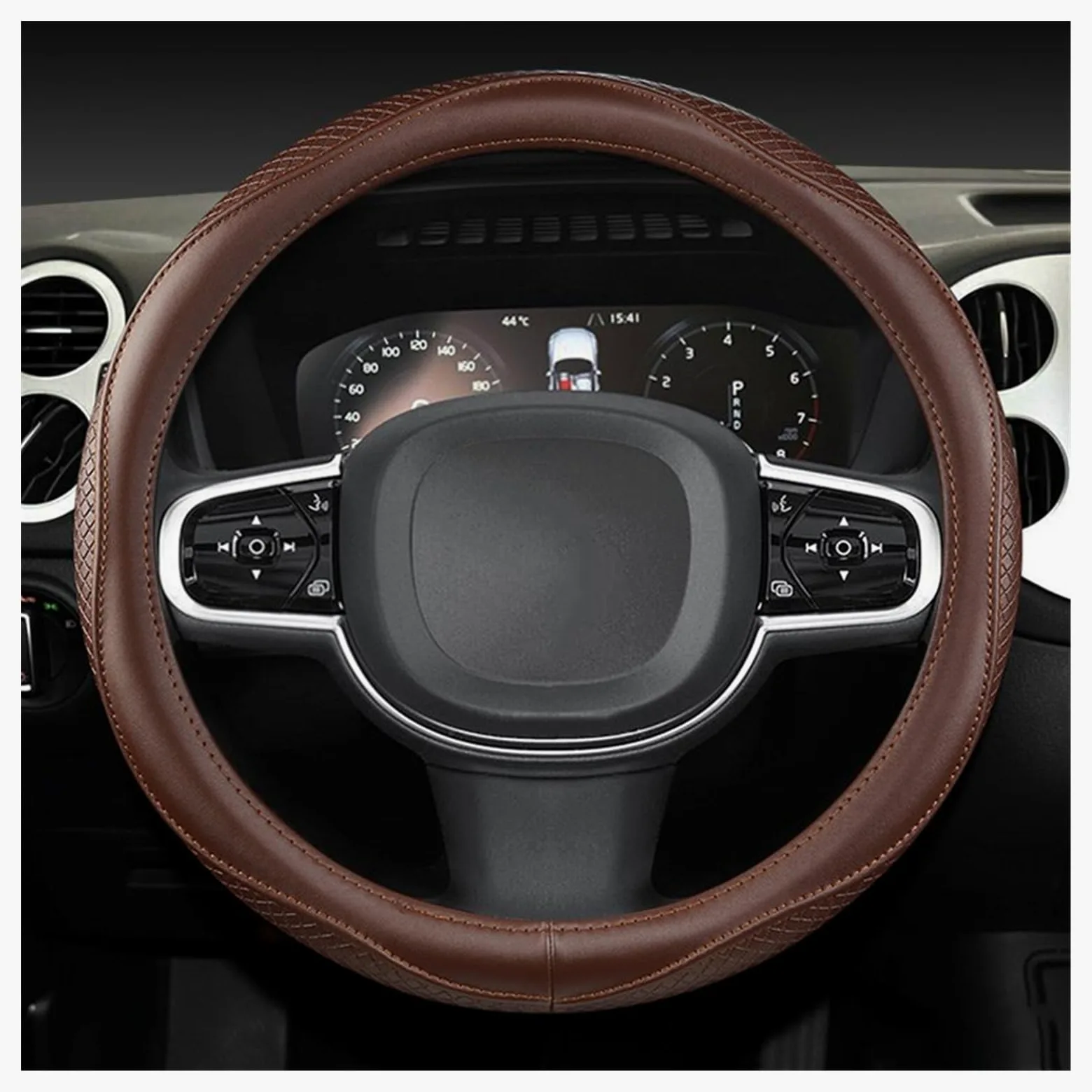 Protector para Volantes para Volvo XC40 para XC60 para XC90 V40 para S90 S80 para S60 S40 Funda Volante Cuero Genuino 38 Cm Y 15 Pulgadas, Antideslizante(Negro)