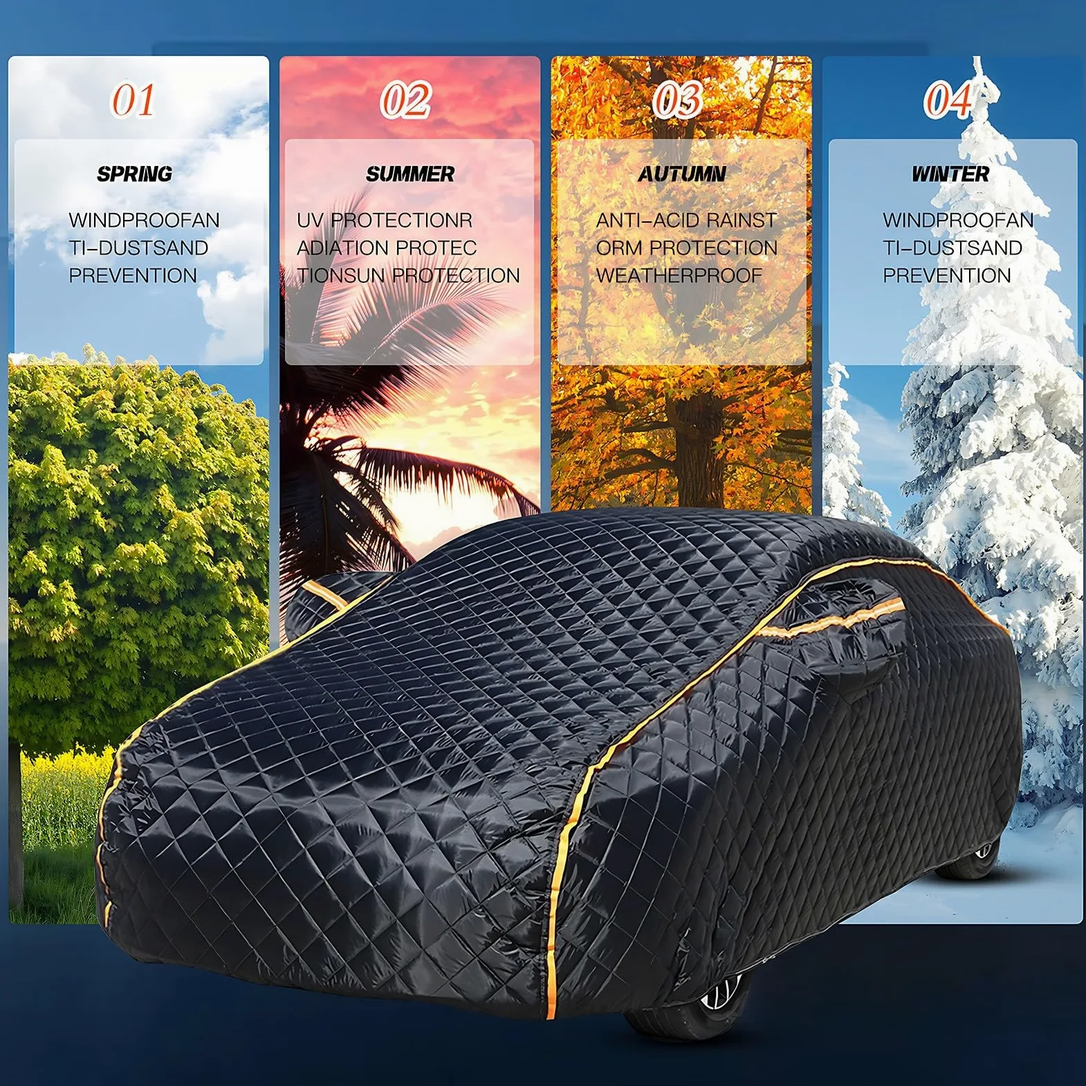 Funda Coche Antigranizo para Mercedes Benz ML 270 CDI W163 1999-2005, Cubierta Exterior Impermeable, Cubre Coches Agrega Algodón Y Espesa, El Polvo Resistente Al Polvo Lluvia Nieve gui1qu