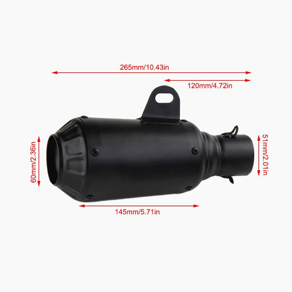 Riloer - Silenciador de escape universal para motocicleta, diámetro de montaje: 51 mm (2.01 pulgadas), negro/azul/titanio (negro)