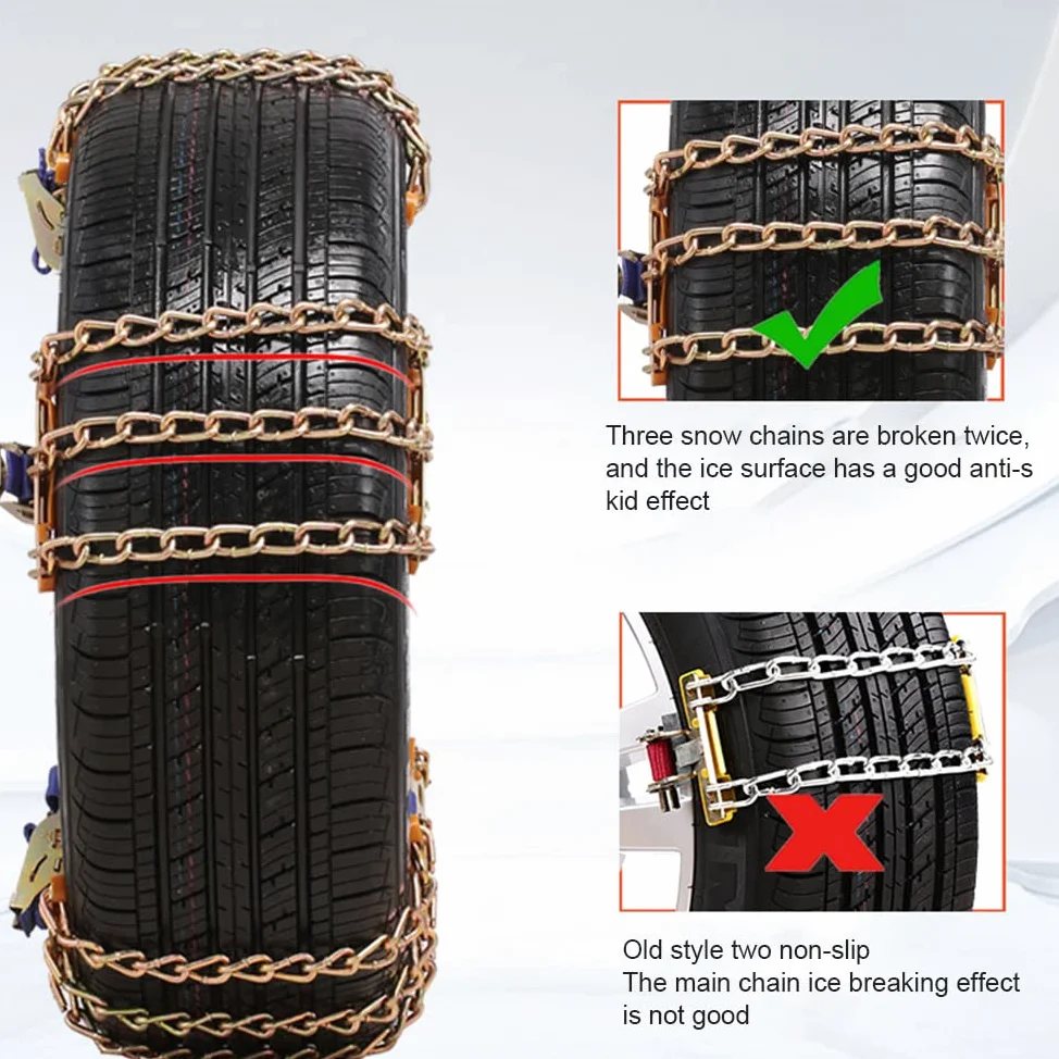 Cadenas de Nieve, Cadenas Antideslizantes para Neumáticos, Universales para Coche, SUV y Camiones, Acero Endurecido