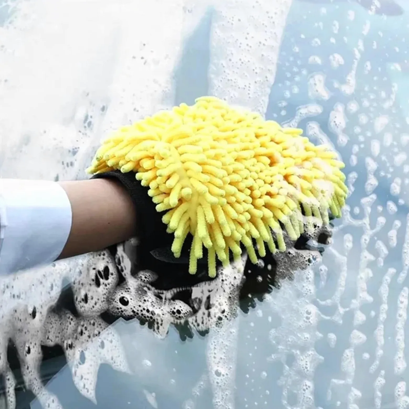 Guante para Lavar El Coche Guantes For Lavado De Coches, Manopla Limpieza Microfibra Resistente Al Agua, Cepillo For Detalles, Guante Doble Cara For El Cuidado del Coche, 1/5 Uds