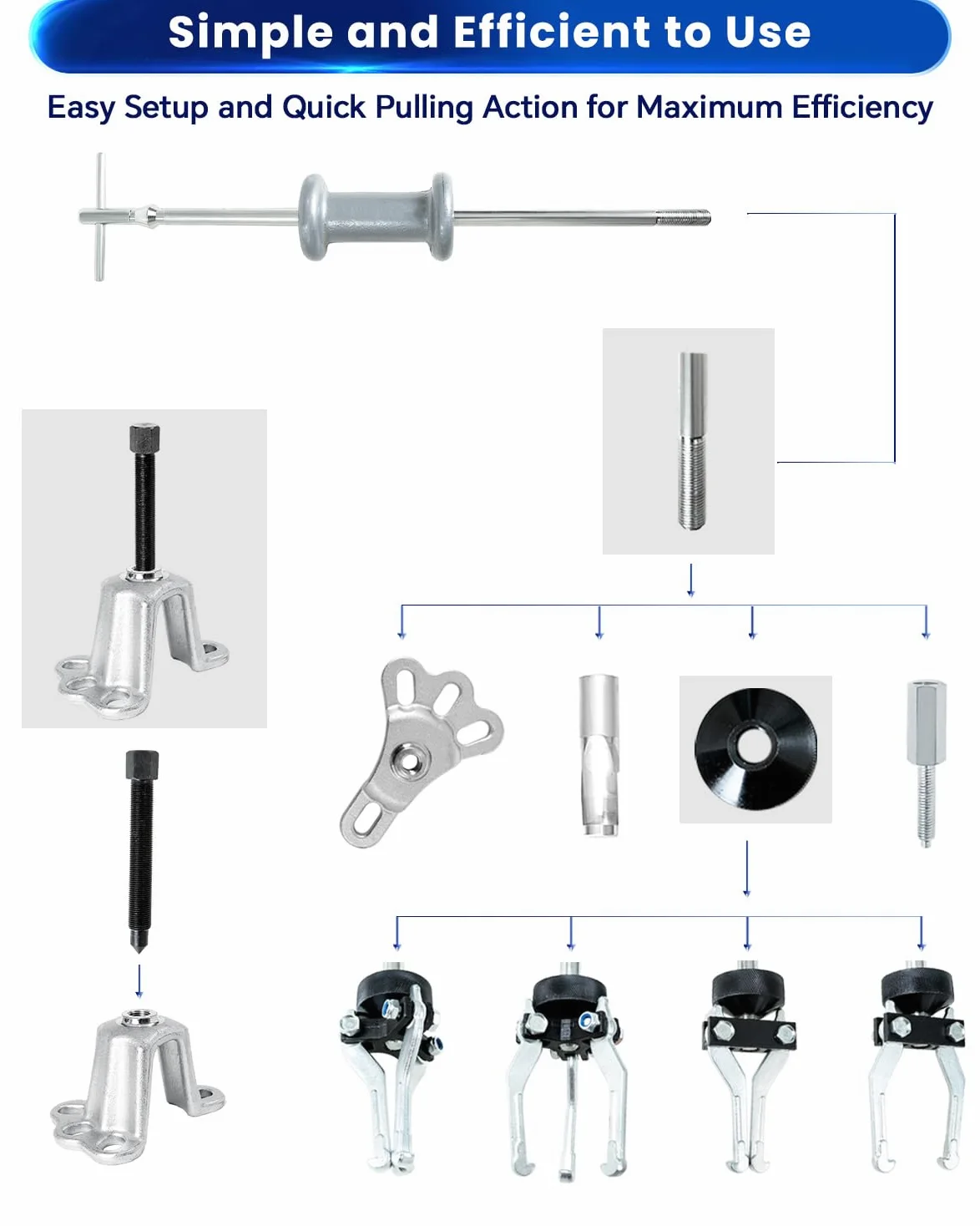 ATPEAM Juego de 19 Piezas Extractor de Rodamientos con Martillo Deslizante y Alta Garra Universal para Coches y Camiones
