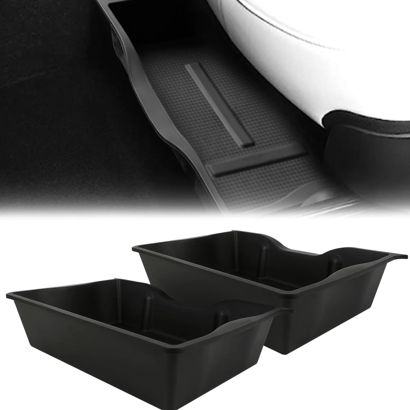 Tesla Model Y 2021-2023 Silicona Caja Almacenamiento Debajo Asiento Delantero con Tapa