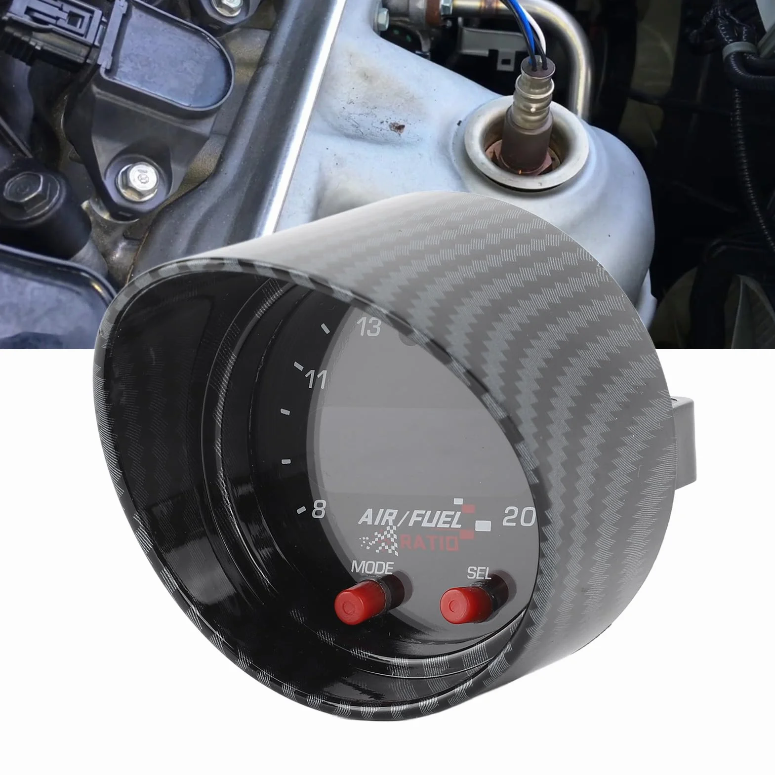 Haofy Medidor Controlador de Sensor UEGO AFR de Banda Ancha con Tiempo de Respuesta Rápido para un Ajuste óptimo del Motor Kit de Atenuación Automática de 52 Mm para Entusiastas del Automóvil