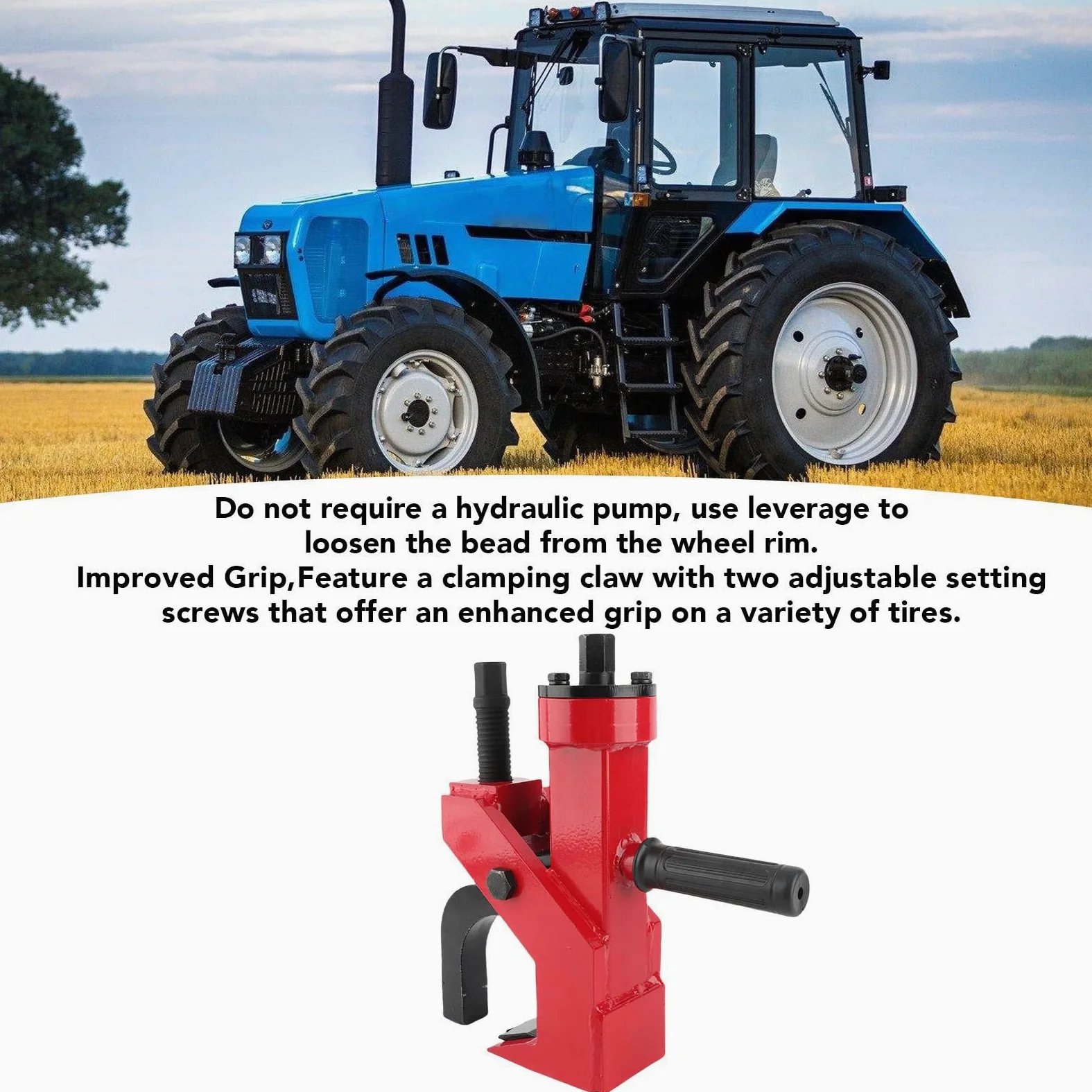 Destalonador manual de neumáticos, herramienta de cambio de neumáticos de alta resistencia, kit de reparación de ruedas portátil y eficiente para ATV UTV Tractor Truck Car, con