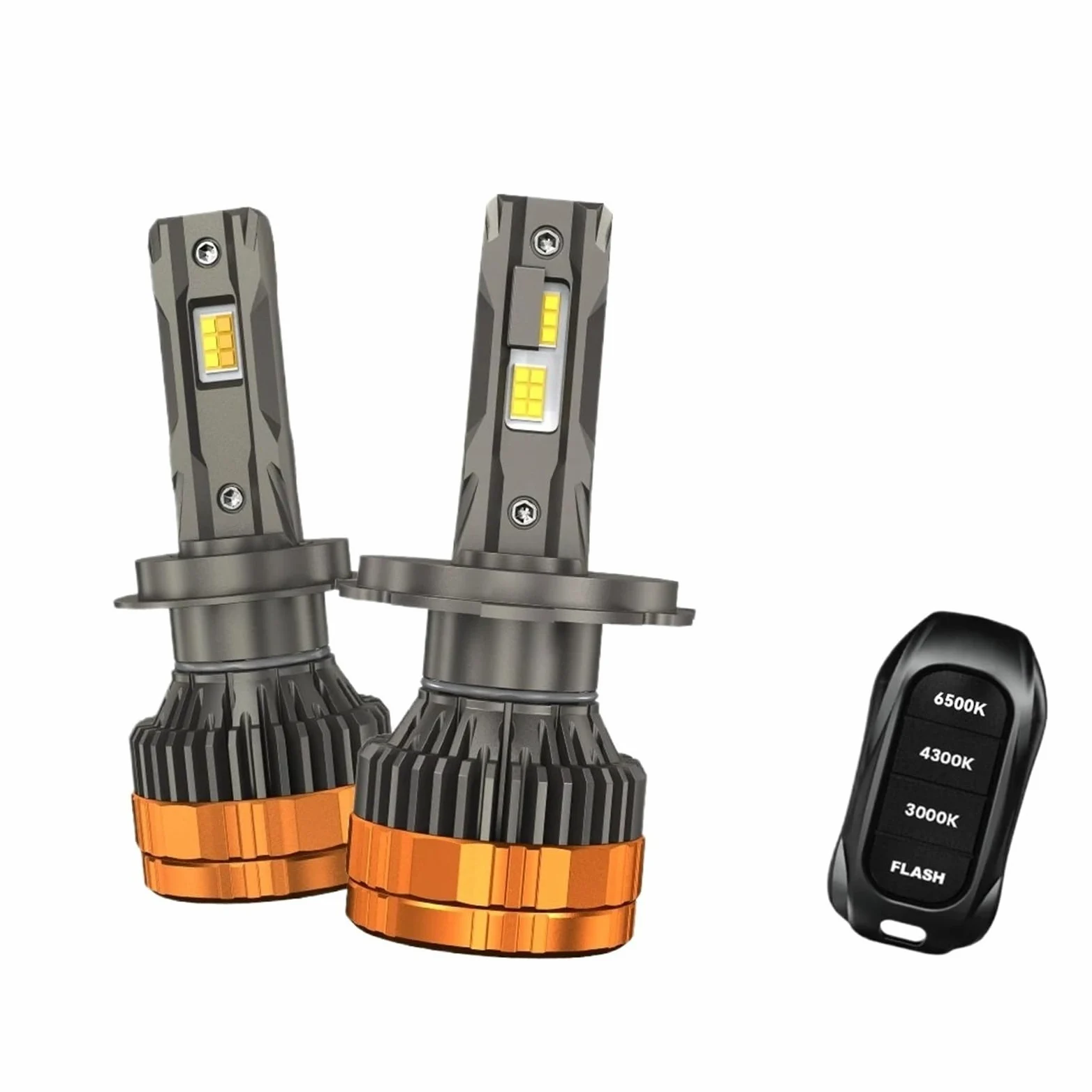 Bombilla Coche Faros LED H4 de 8800W H1 H7 H11 Bombilla LED | 9005 HB3 9006 HB4 6500K 4300K ​​3000K Control remoto 4 modos Luces del coche 12V 24V