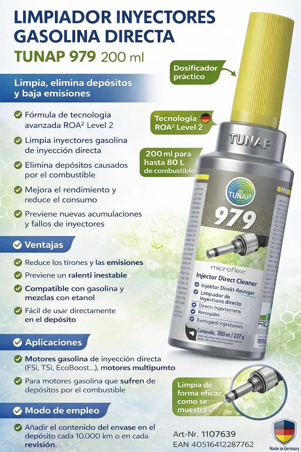 TUNAP 979 Limpiador inyectores gasolina 300 ml