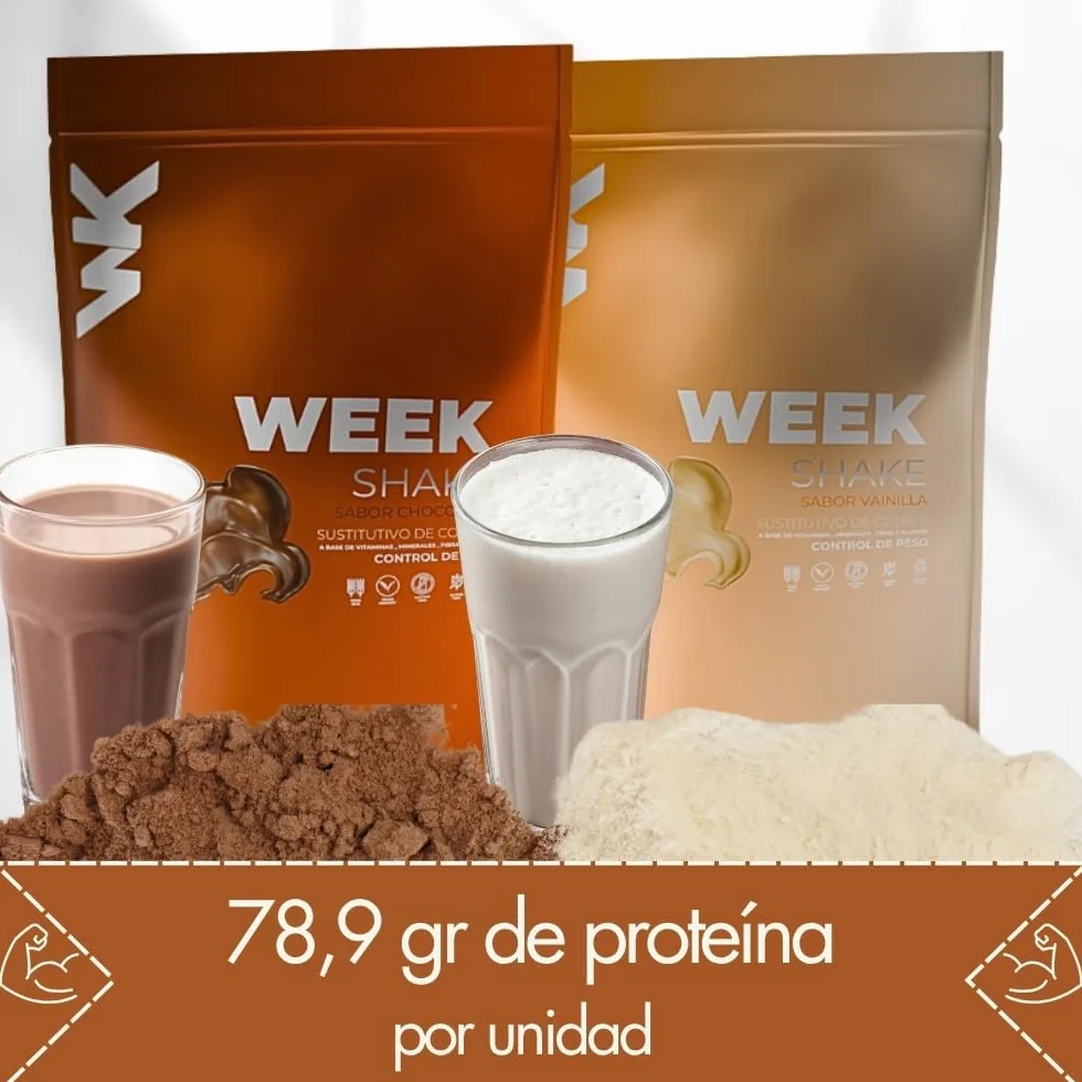 Weekontrol Pack 2 Sabores Batidos Sustitutivos Comida Week Shake Proteína Vegetal Saciante Mantener Peso 600gr Chocolate Vainilla