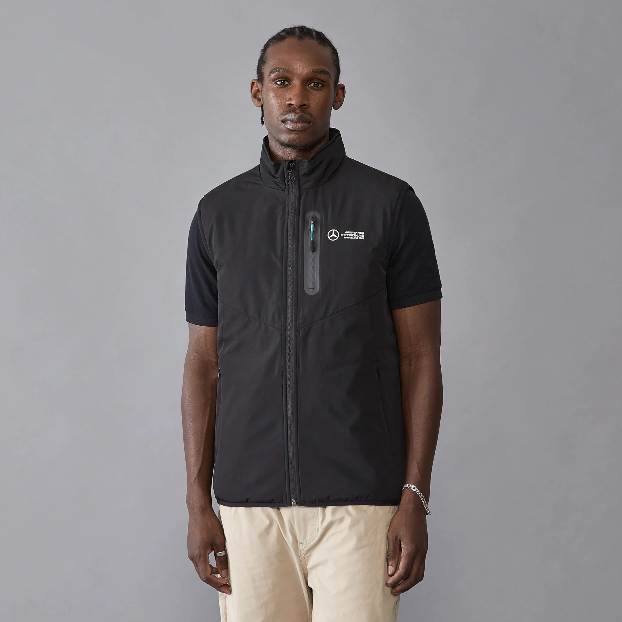 Mercedes AMG Petronas Chaleco de hombre F1 con acolchado Thermore - Negro - Tamaño: M