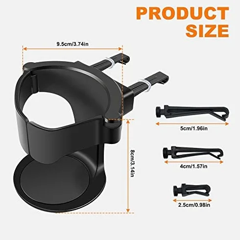 2 Piezas Portavasos para Coche, Posavasos Coche Ajustable Universal con 3 Pares Clips, Multifuncional Portavasos para Automóvil para Botella Termo Taza Bebida Cenicero