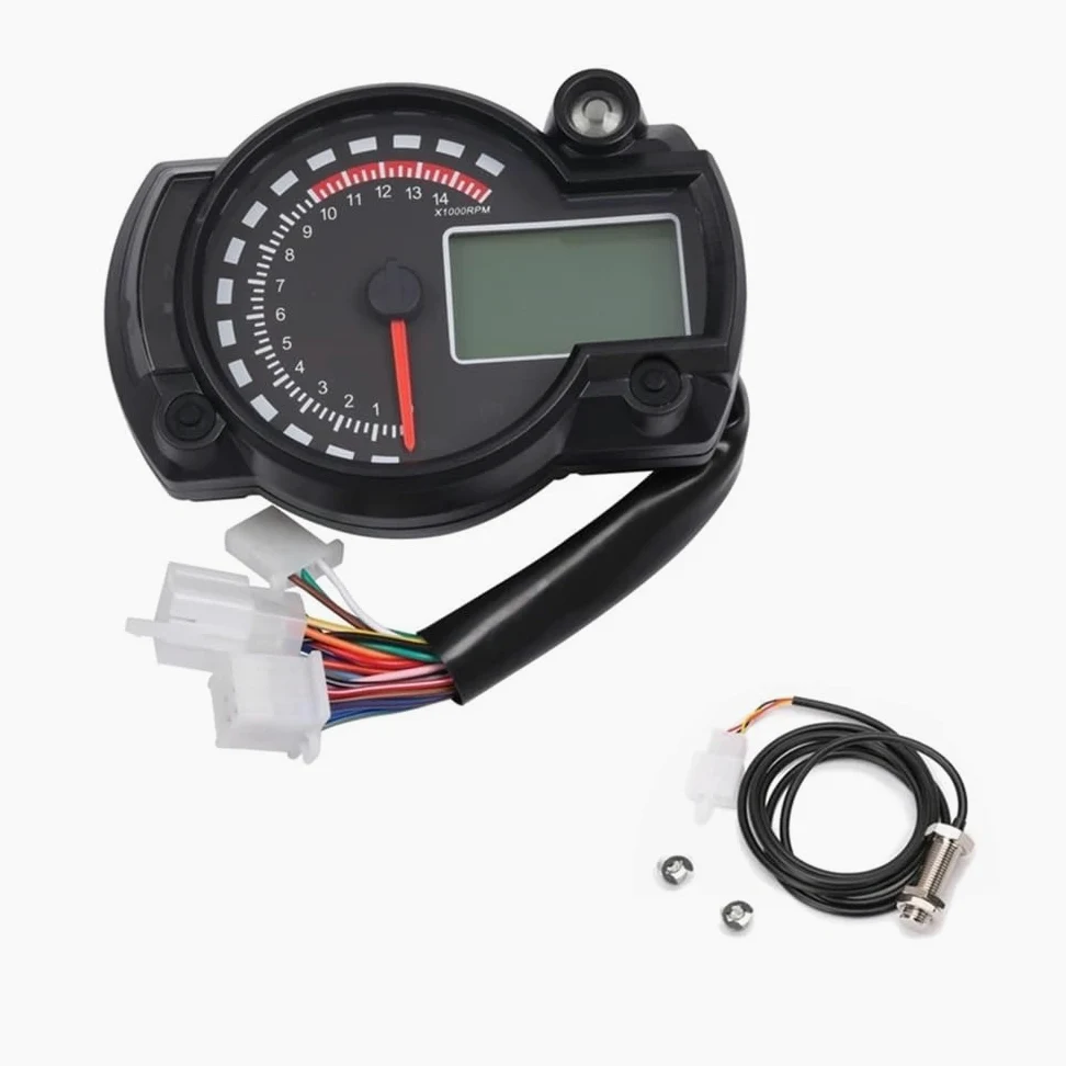 Cuentakilómetros velocímetro Cuentakilómetros Digital Universal para Motocicleta, Tacómetro, Velocímetro, Medidor De 14000 RPM con Soporte