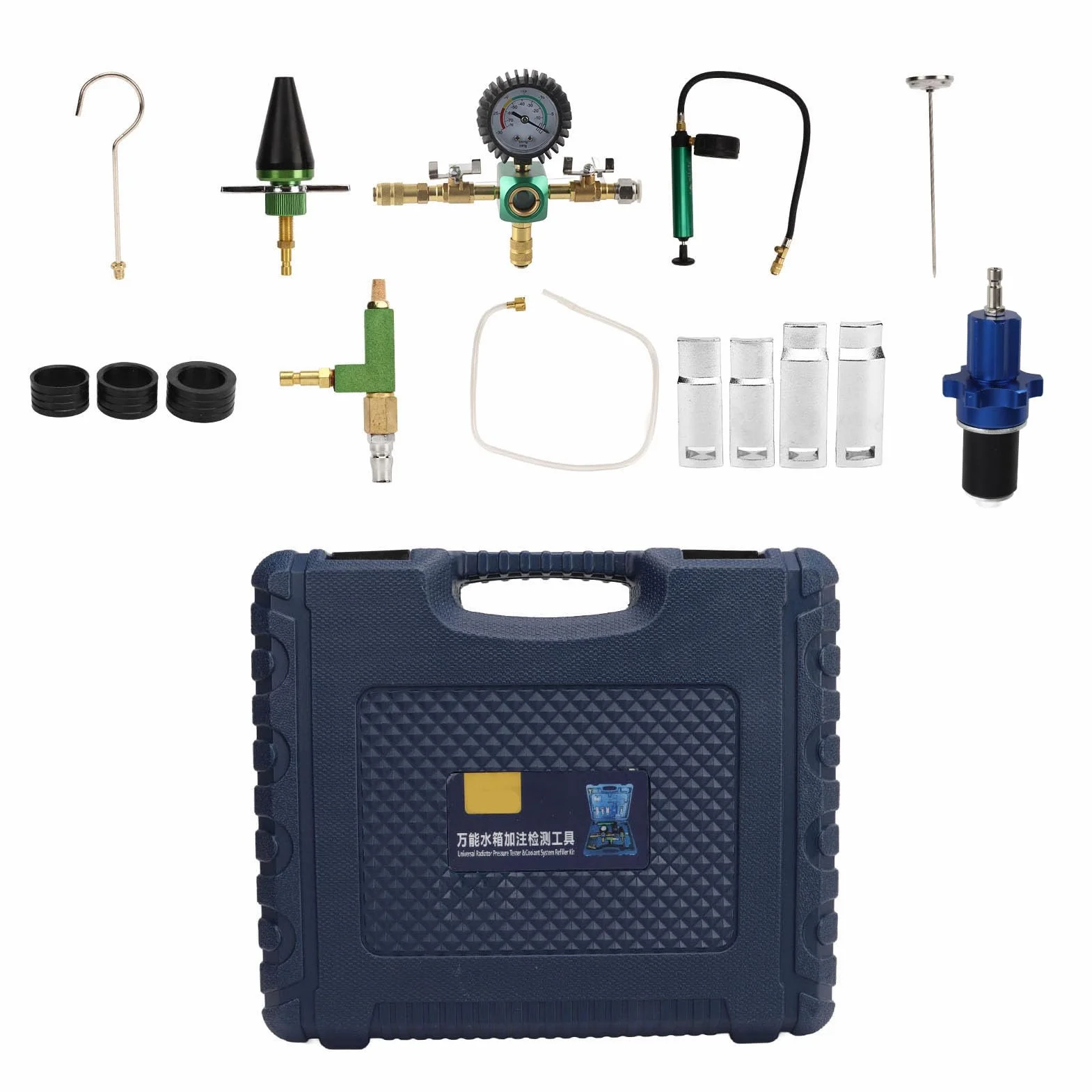 Kit de Recarga de Vacío del de Refrigerante, Probador de Fugas de Presión del Radiador, Relleno Anticongelante con Ajuste Universal, Caja de Herramientas Portátil Liviana para la Mayoría de