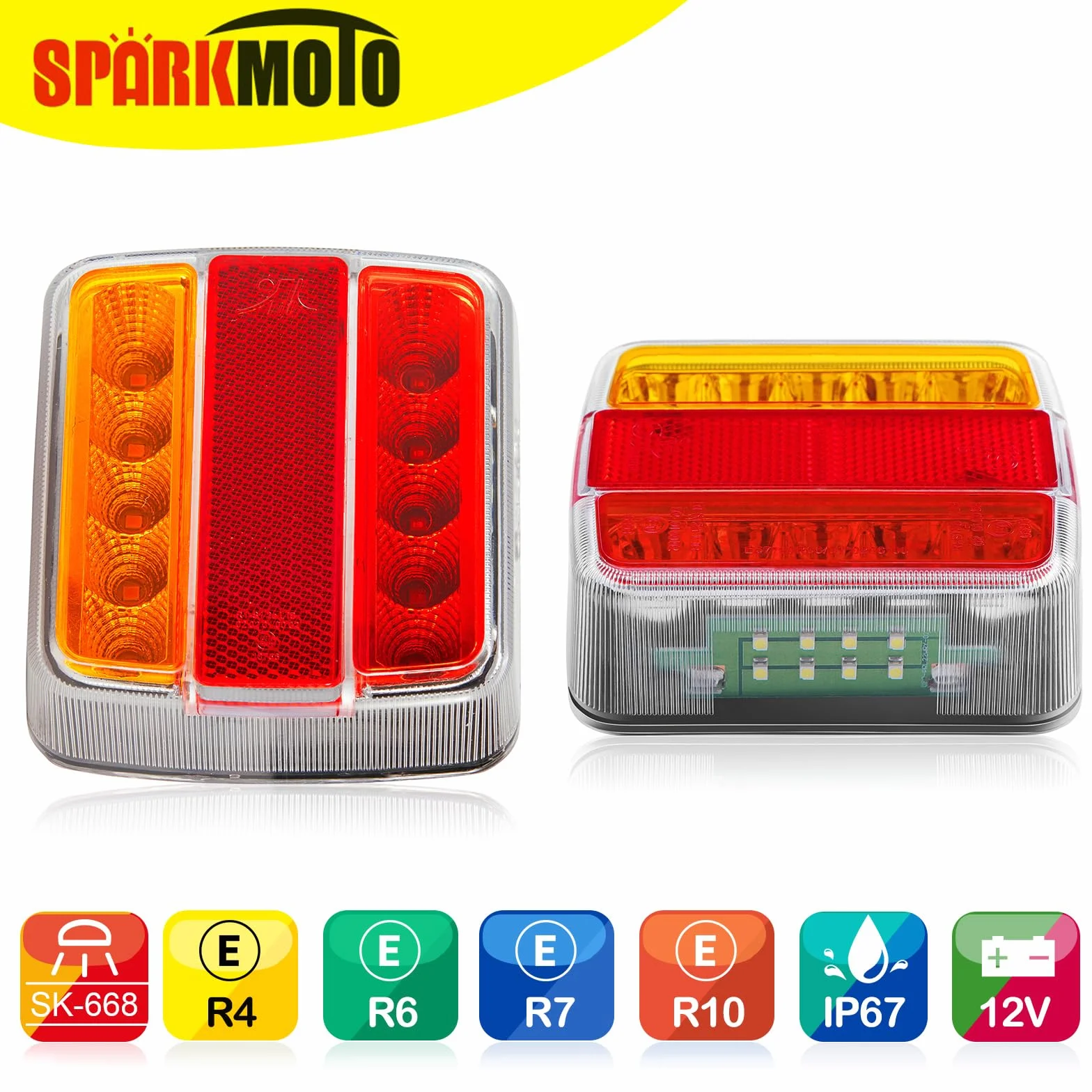 Luces traseras led remolque 12V IP67 homologados ECE EMC tractor agrícola
