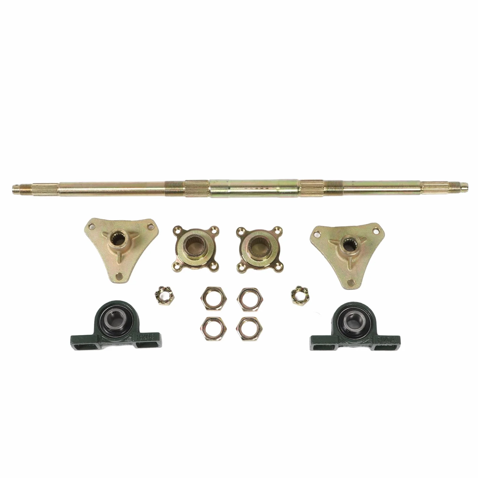 Eje de Rueda Trasera 24 Pulgadas Kit Completo Bridas Metal Alta Resistencia para Quads 50-150cc Triciclos