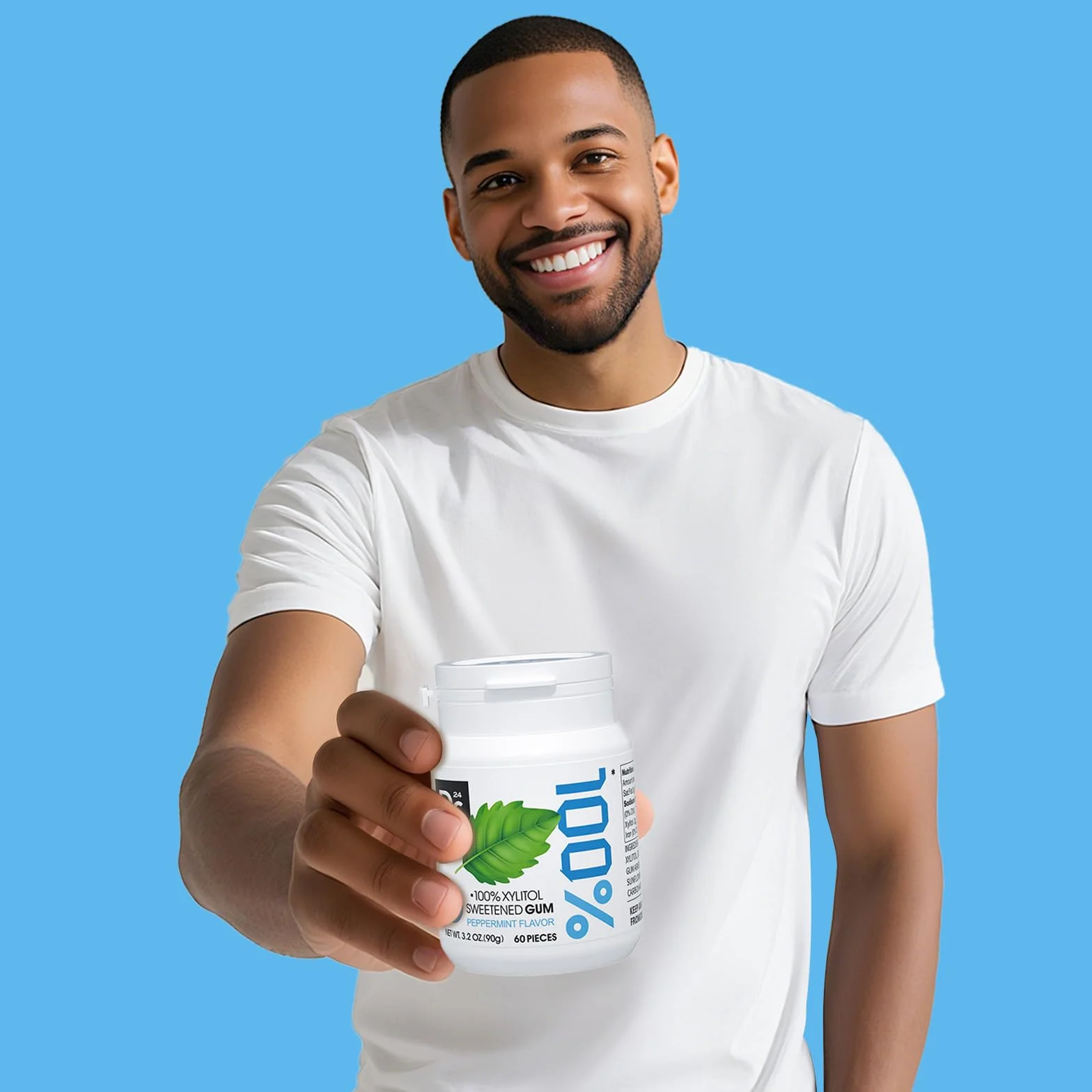 Chicle 100% Xilitol Sin Azúcar Menta Piperita 60 Piezas Paquete de 2 Vegano Sin Gluten
