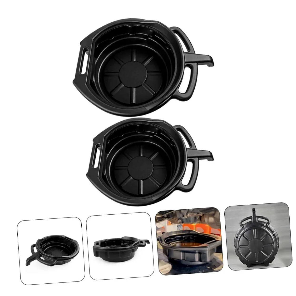 Healeved Bandeja De Goteo para Cambio De Aceite 2 Piezas (10l y 15l) En PE Duradero para Taller Automotor, Almacenamiento De Residuos De Aceite, Mantenimiento De Vehículos