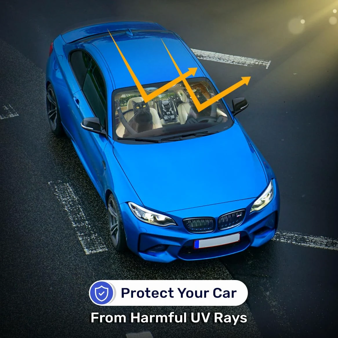 GENANY Parasol divertido para parabrisas de coche, SUV, camión (55 x 30 pulgadas), parasol de coche, parasoles para ventanas delanteras, parasol para parabrisas de coche, bloquea los rayos UV
