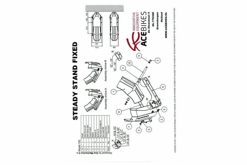 SteadyStand fijo de 10 a 19 pulgadas Caballete delantero de la motocicleta