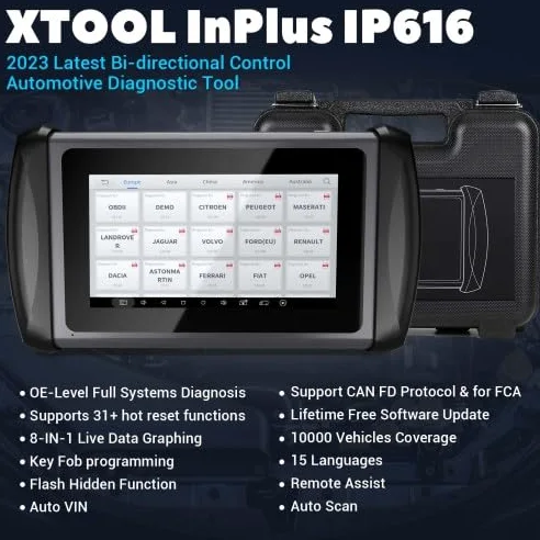X-Tool InPlus IP616 OBD2 Herramienta de diagnóstico automotriz para coche y programador de llaves con 31 servicio de reset. Actualización gratuita de por vida