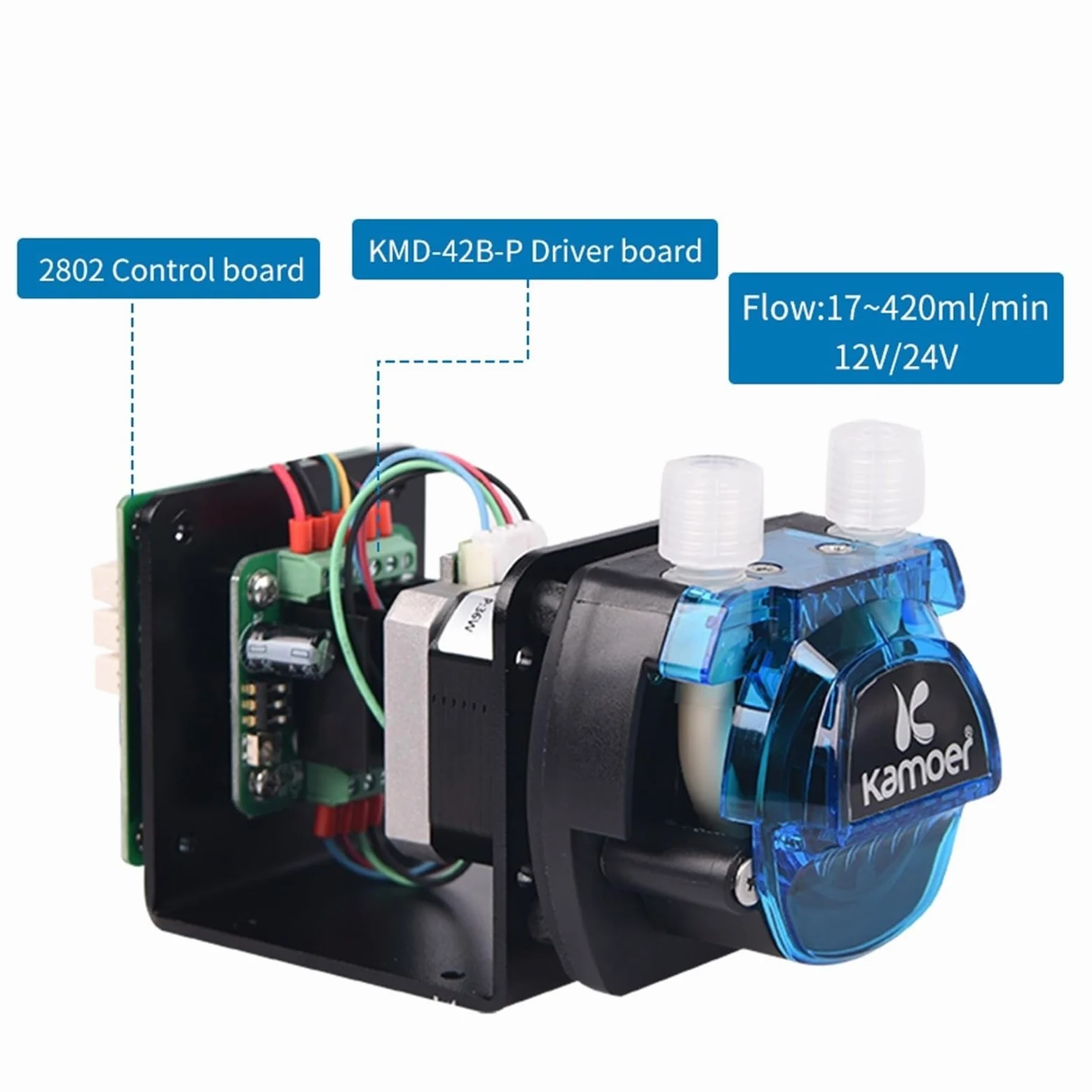 Bomba dosificadora peristáltica pequeña de alta precisión KCM-ODM de 12 V/24 V con motor paso a paso - Instalación ODMA | S19,24v-6 Rollers