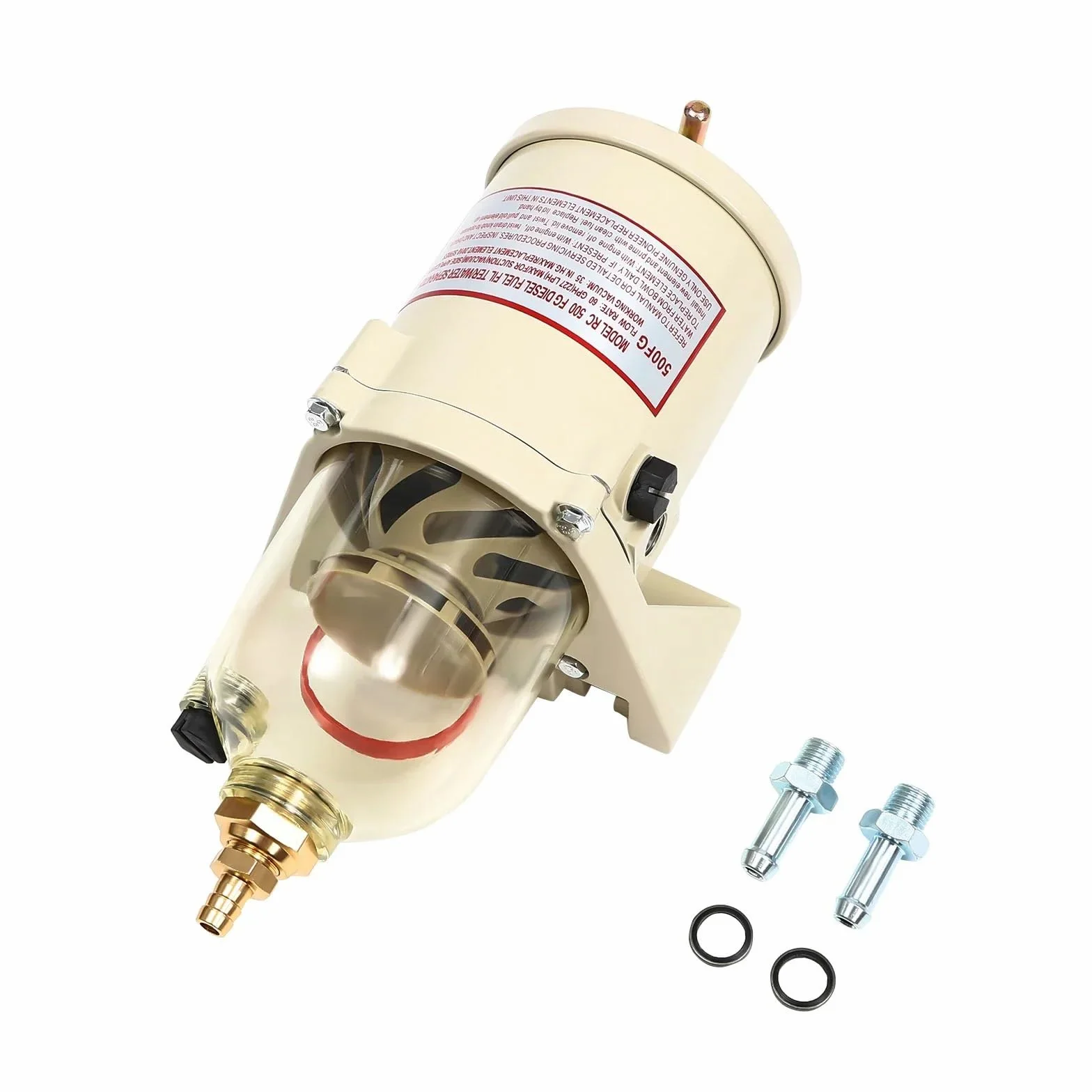 filtro de combustible Filtro diesel del coche Separador de agua con filtro de combustible diésel, aceite de gasolina para camión marino 500FG 500FH con perno 60GPH para coches grandes