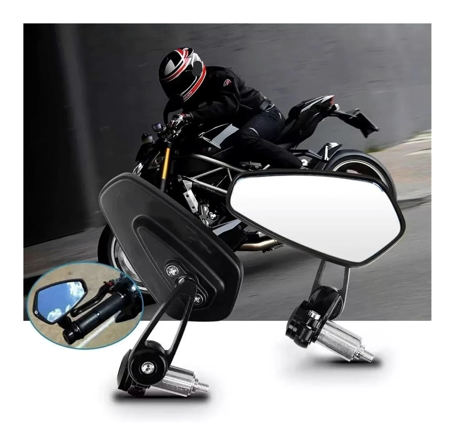 Espejo Retrovisor Motocicleta por R125 1 Par Espejo Retrovisor Motocicleta Manillar Universal Scooter(D)