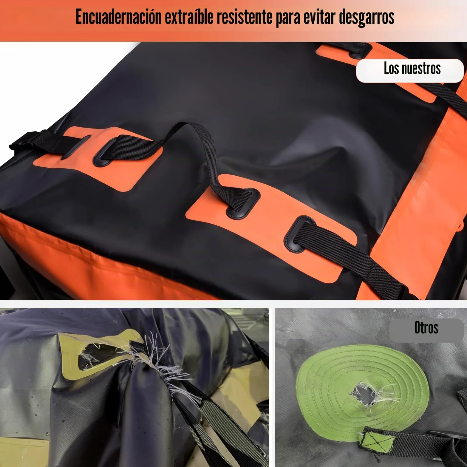 Cofre de enganche Cofre de techo para coche, cofre trasero para enganche de remolque, 566 l, revestimiento 600D, en PVC, caja de equipaje, impermeable, irrompible, plegable